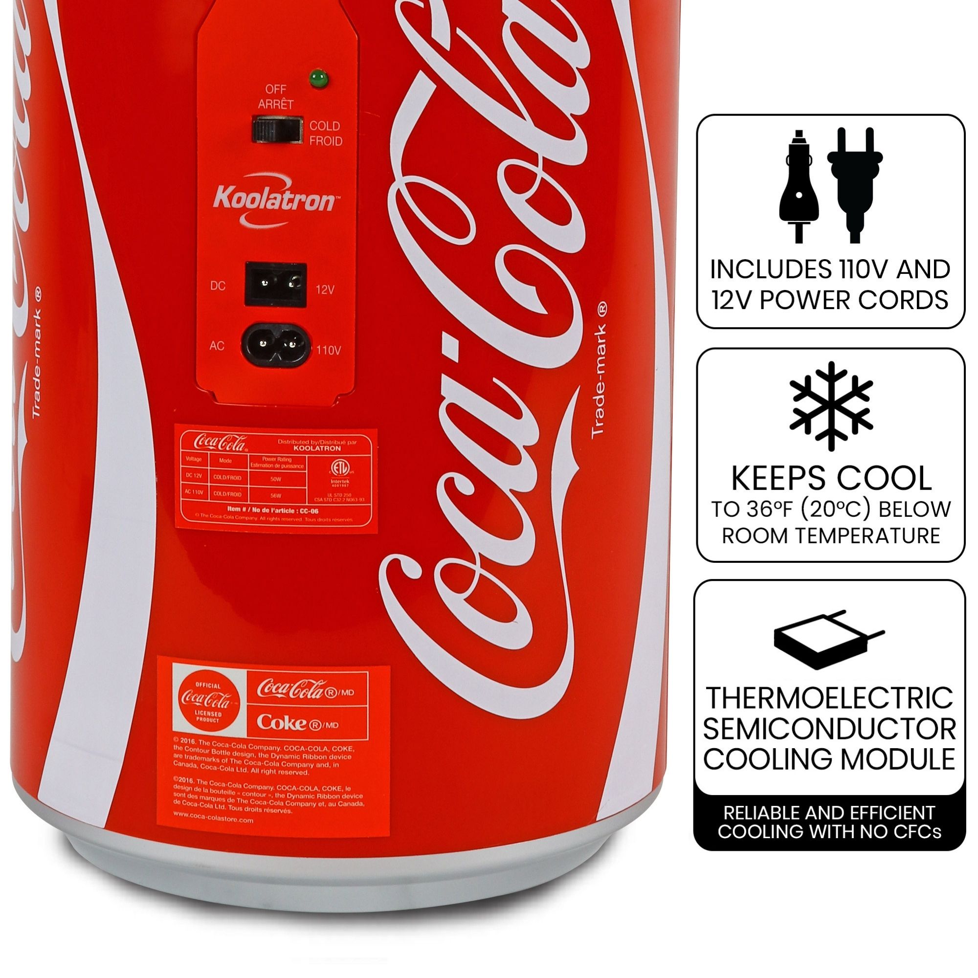 Coca Cola Koolatron Polar Bear 6 Can Personal Mini Fridge Cooler/Warmer Box
