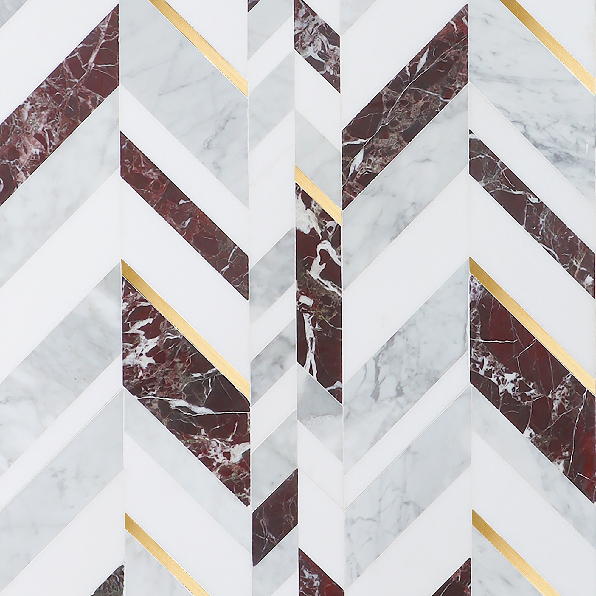 Artmore Tile EXT3RD106772 Xander Bordeaux 12-in x 18-in Polished Natural stone Marble look Chevron Mosaic 1.54-sq ft Piece )