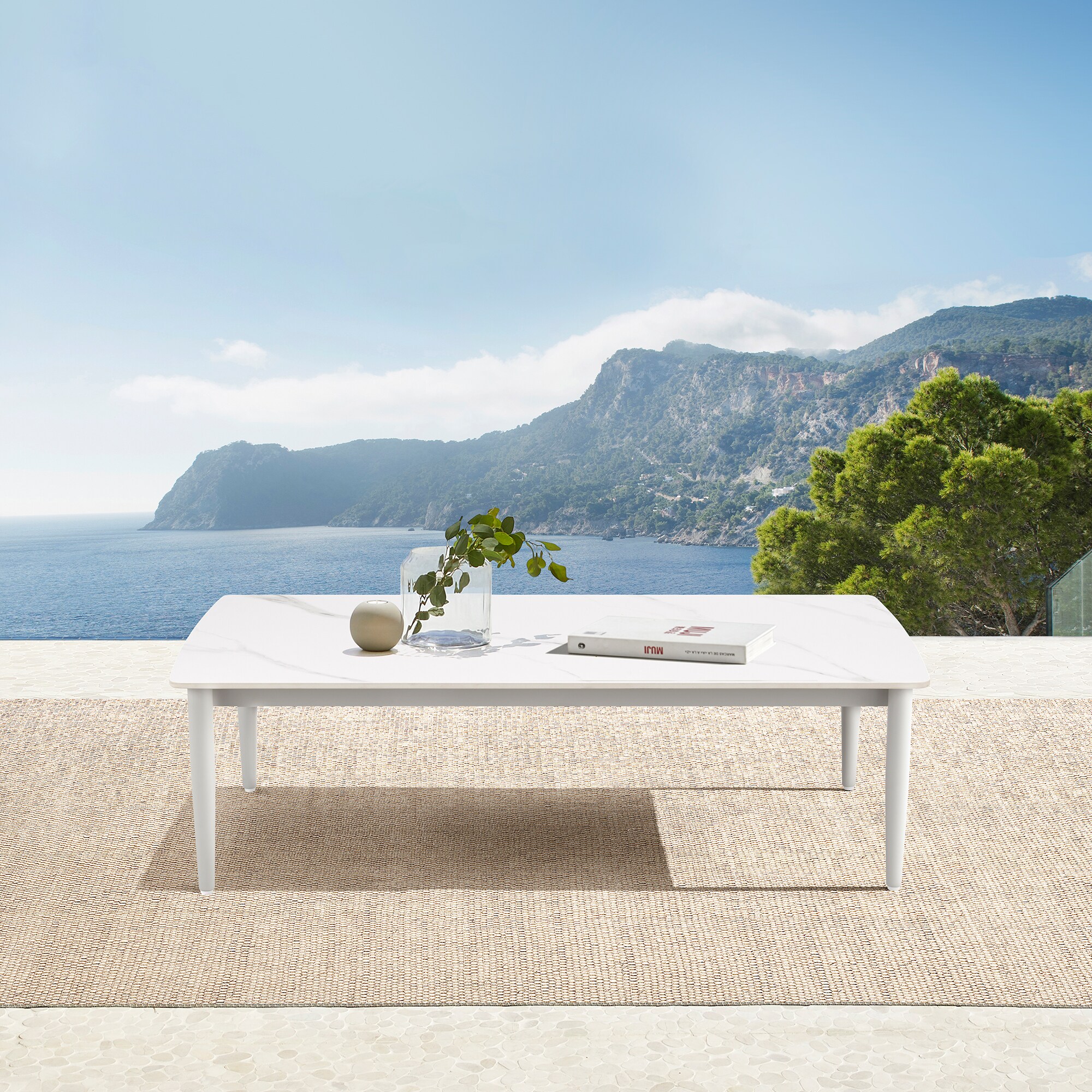 Rhodes 24" x 47.5" Light Gray Aluminum Outdoor Coffee Table