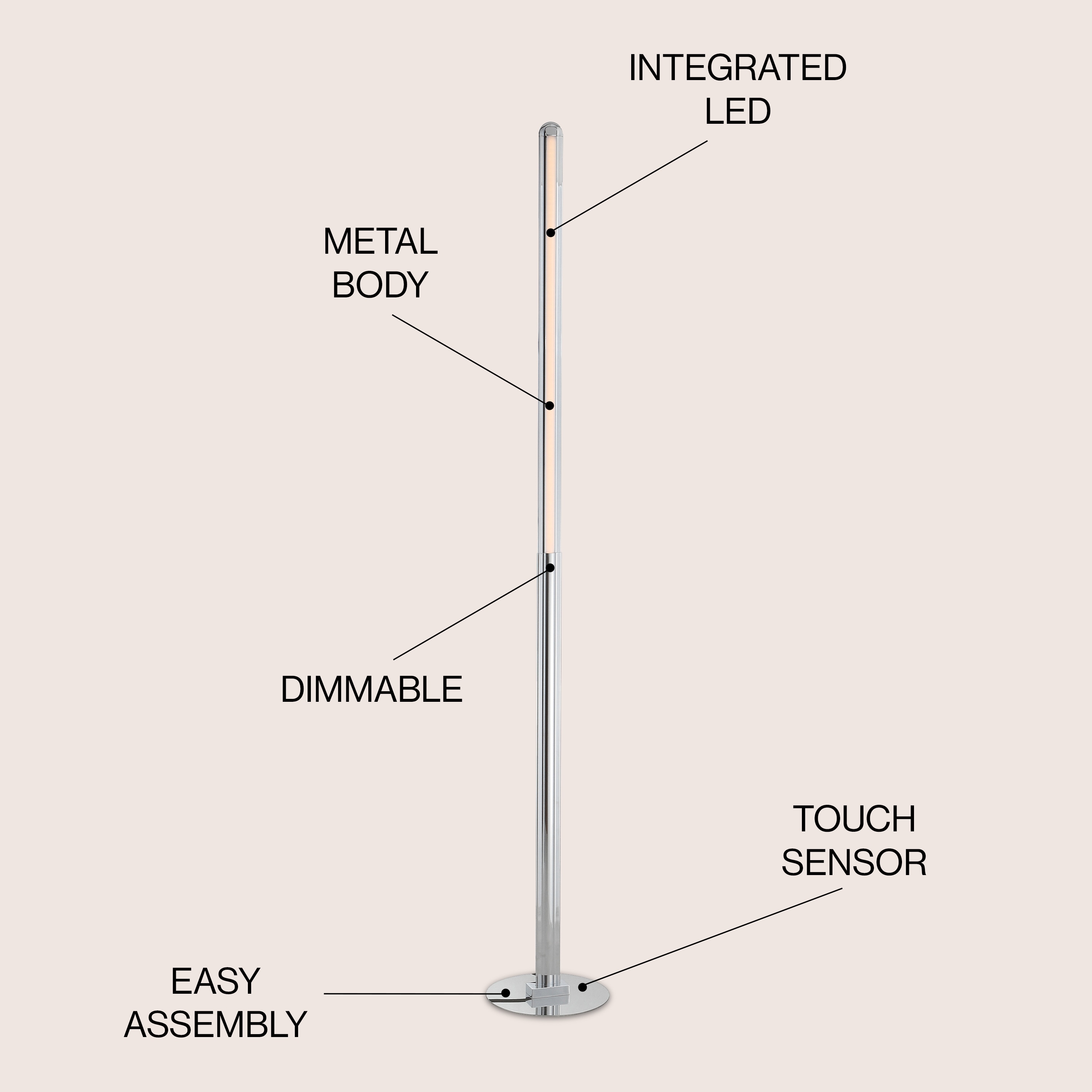 Arc Touch 68" Black Polished Steel LED Floor Lamp