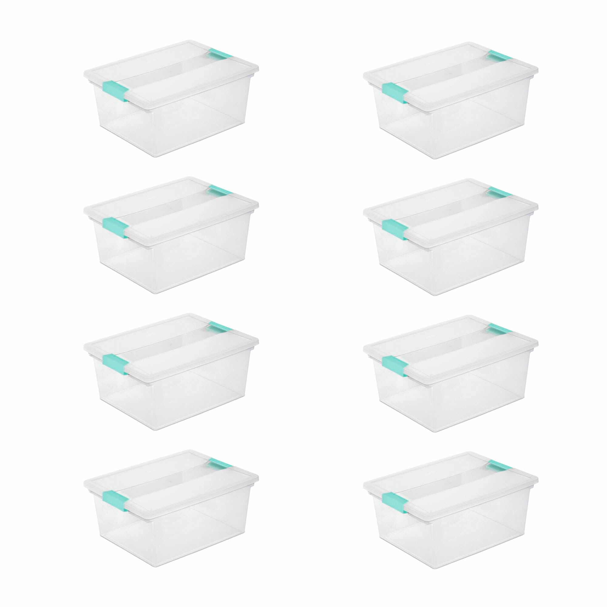 Sterilite Clear Plastic Storage Container Tote with Latching Lid, 8 Pack