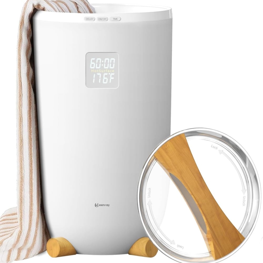 Keenray US-GRTW-CL45 Towel Warmer for Bathroom Luxury Towel Warmer Bucket with Timer LED Display for Time and Temperature Delay Time Up to 24 Hours