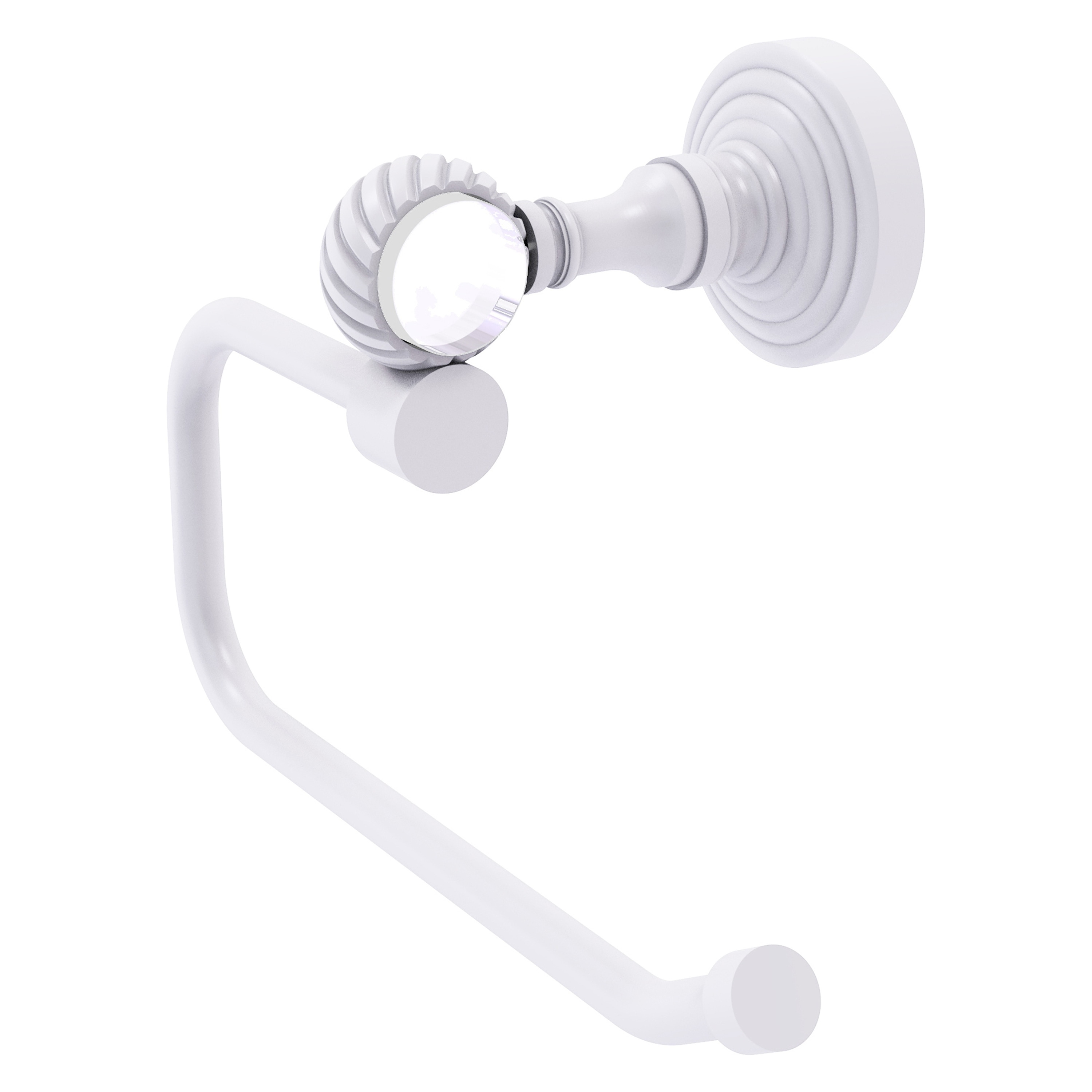Allied Brass PG-24ET-WHM Pacific Grove Matte White Wall mount Single post Toilet Paper Holder 1 -Rolls with Storage