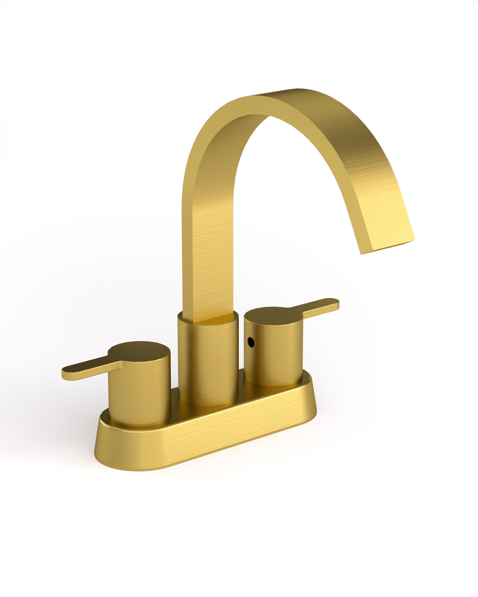 YAWWALK Brushed Gold 4-in Centerset 2-Handle Mid-Arc 360 degrees