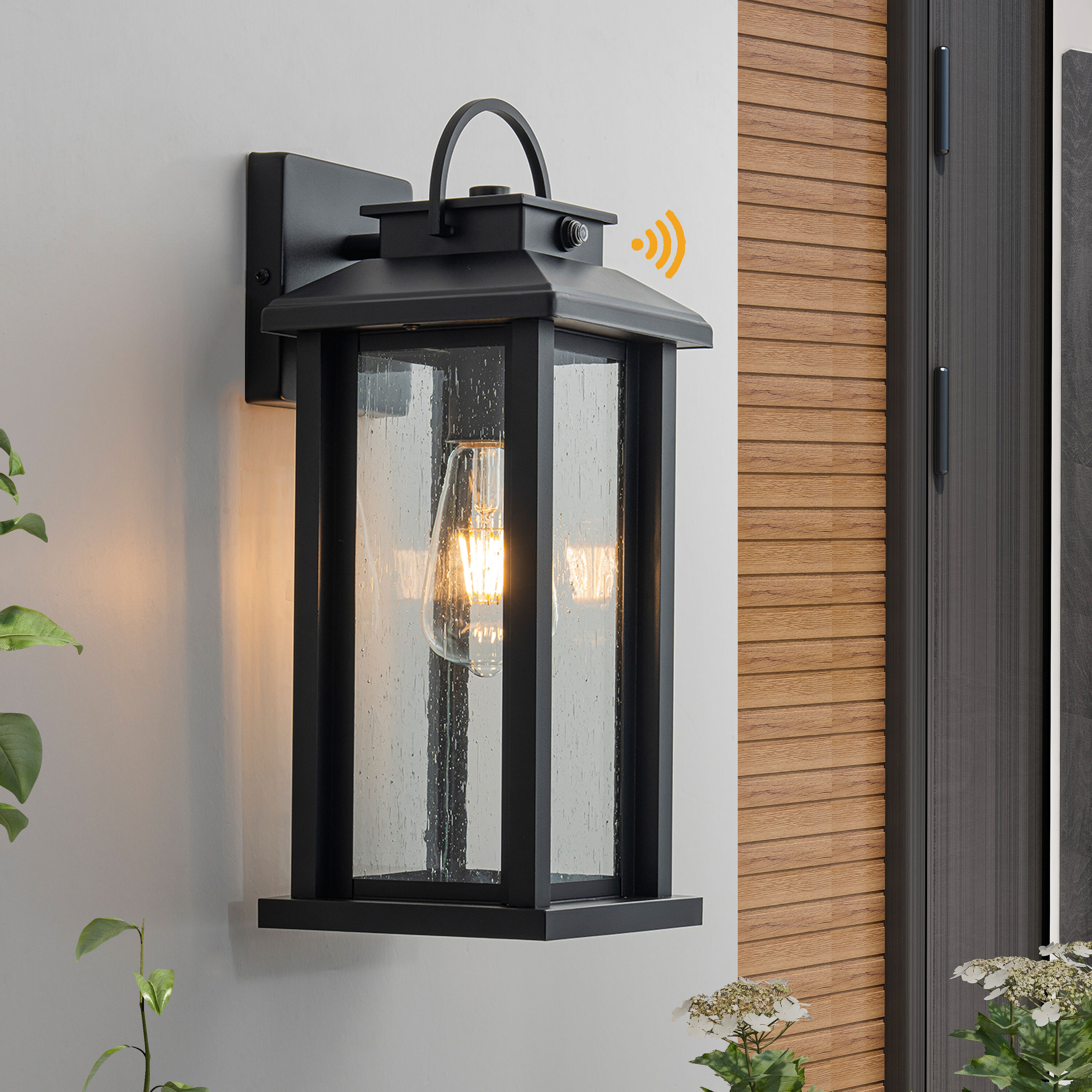 C Cattleya LCA2540-JUN-W 1 -Light 15.5-in H Matte Black Hardwired Dusk to Dawn