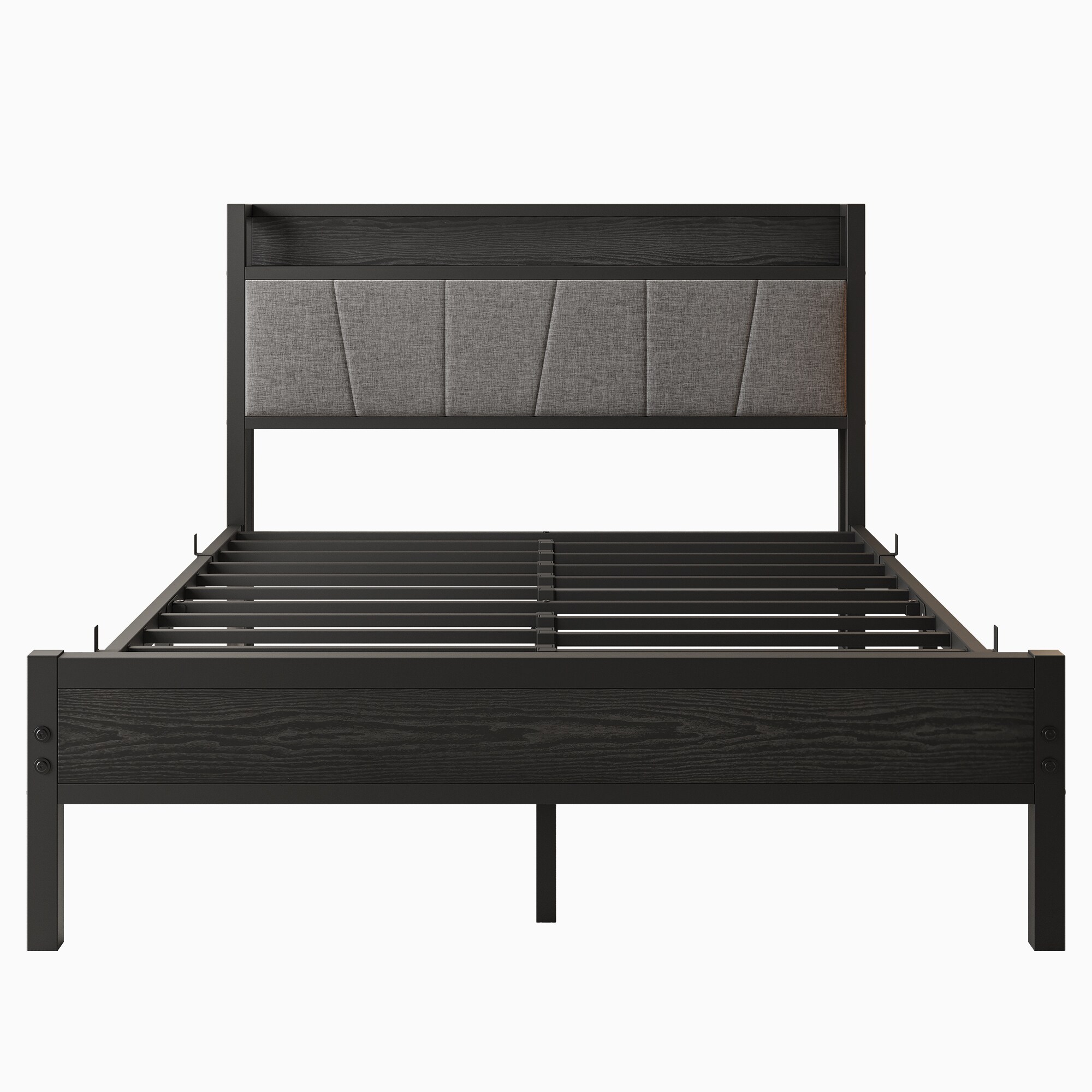 LETILY WTPNKQND Full Black Metal Bed Frame Storage with Headboard