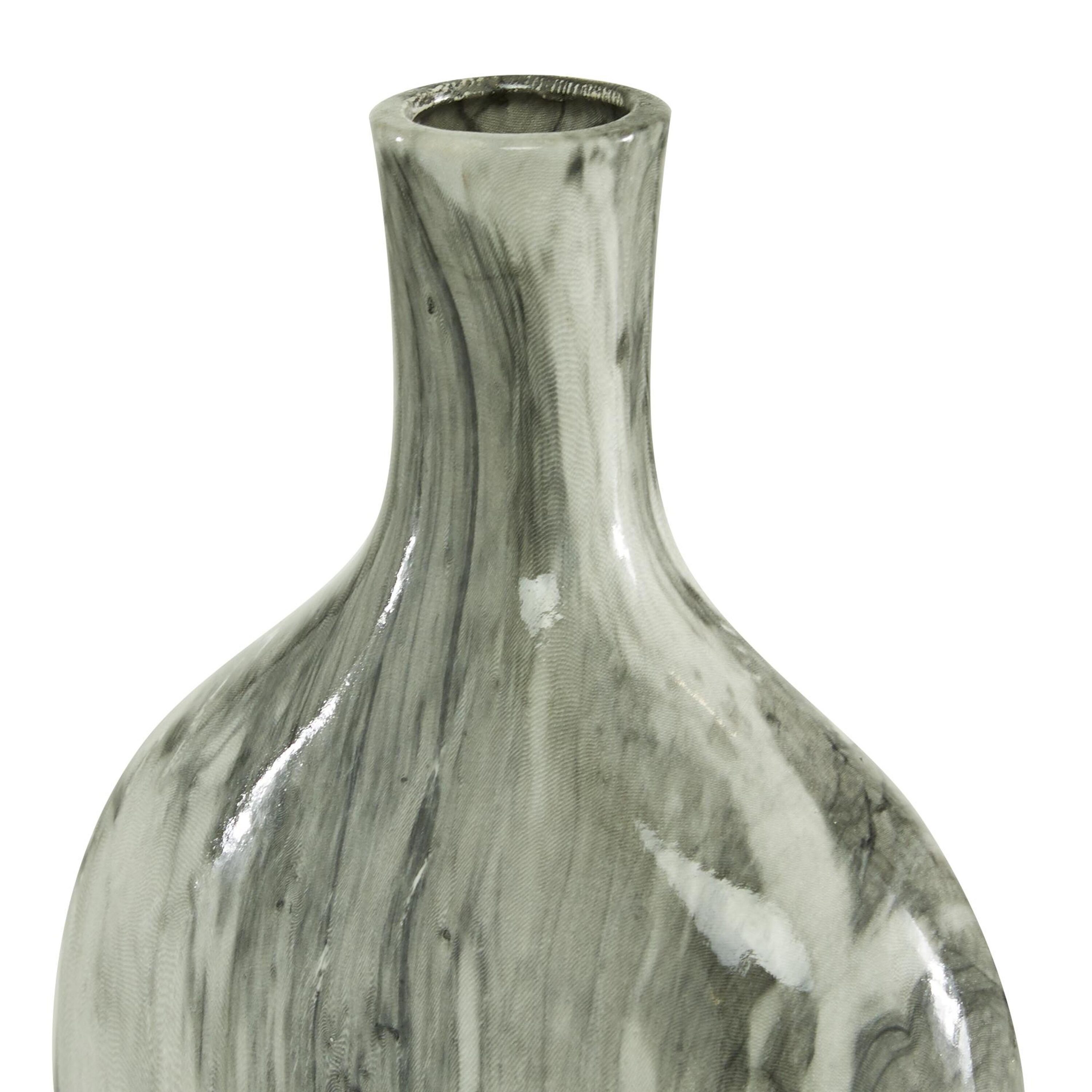 Gray Faux Marble Ceramic Decorative Vase Set, 6" x 3" x 13"