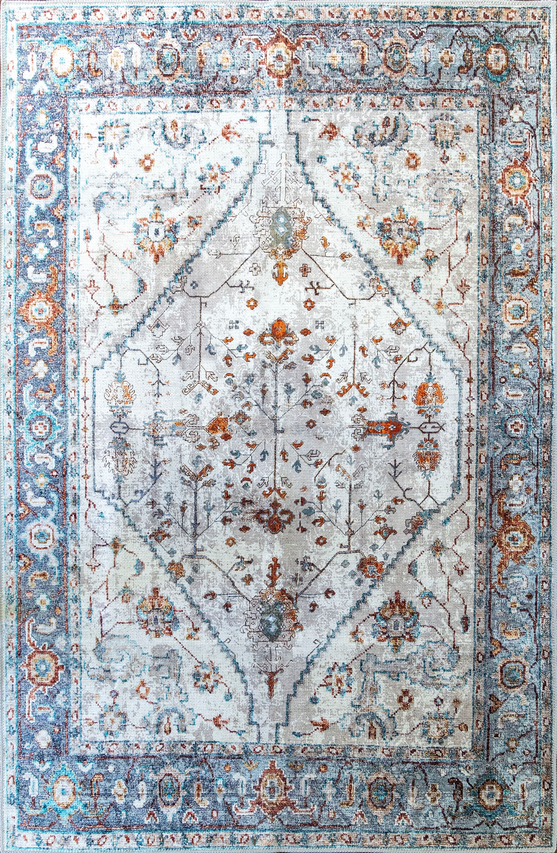 Soft Woven 9X12-CT-GRY-3566 9 x 12 (ft) Hooked Cotton Gray Rectangular Indoor Solid Vintage Machine washable Area rug