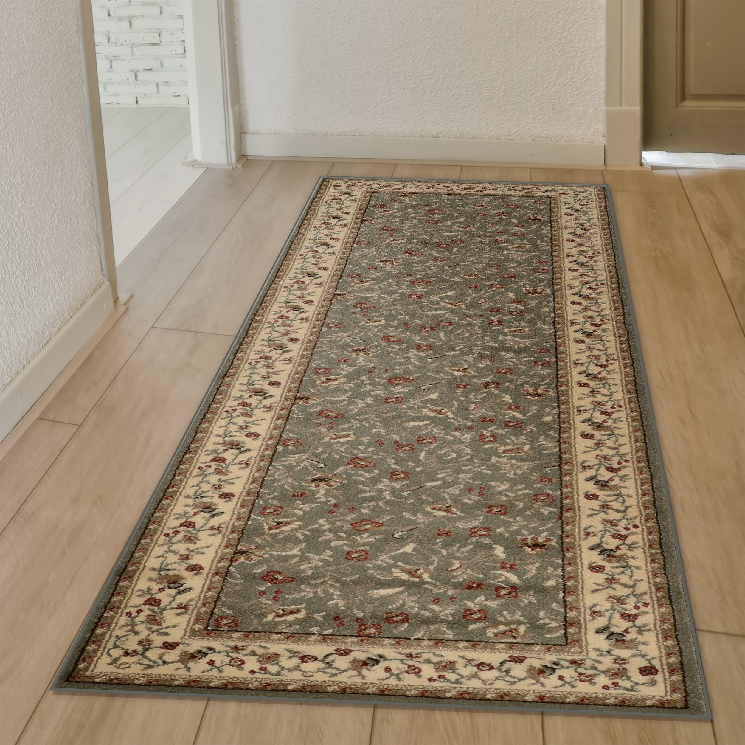 Radici USA 1593/1154/SAGE Como 2 x 8 (ft) Polypropylene Green Rectangular Indoor Floral/Botanical Oriental Runner rug