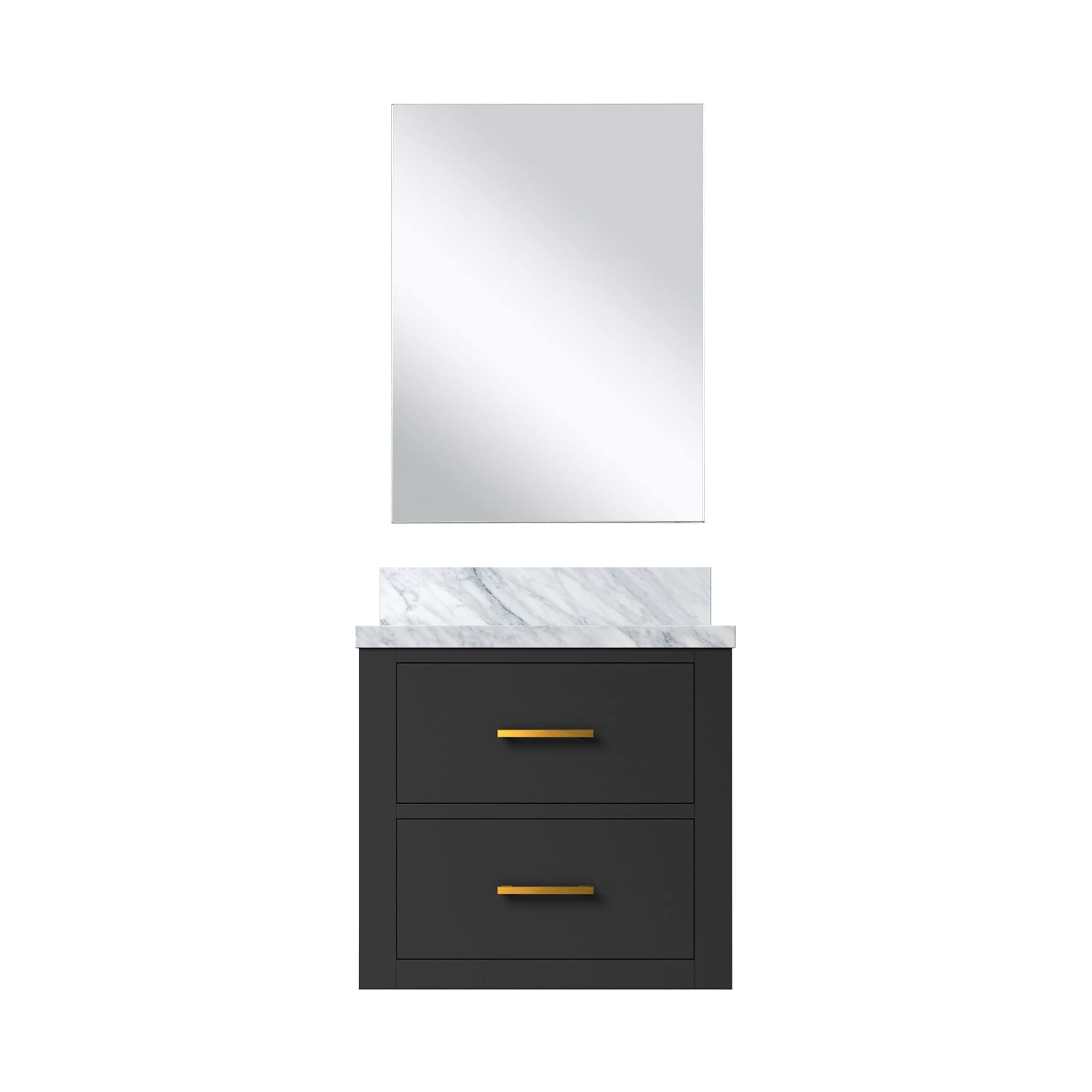 Lexora LVSO20SL510 Southold 20-in Black Single Sink Floating Bathroom Vanity with White Acrylic Top (Mirror Included)