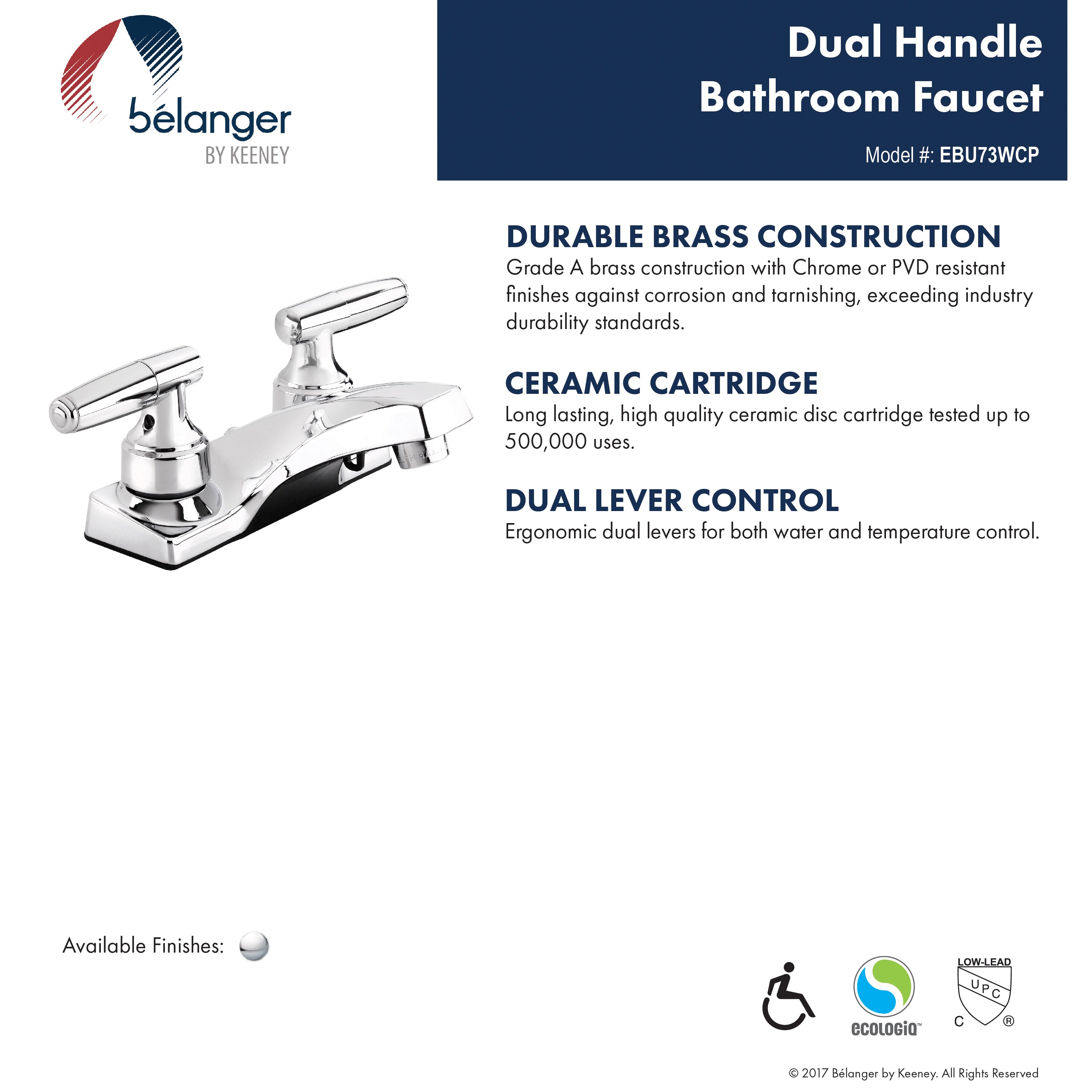 Keeney EBU74WCP Lavatory-Faucets - View #2