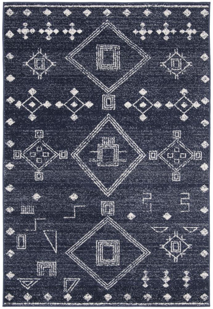 Safavieh ADR208N-4 Adirondack Teva 4 x 6 (ft) Loomed Polypropylene Navy/Silver Rectangular Indoor Abstract Moroccan Area rug