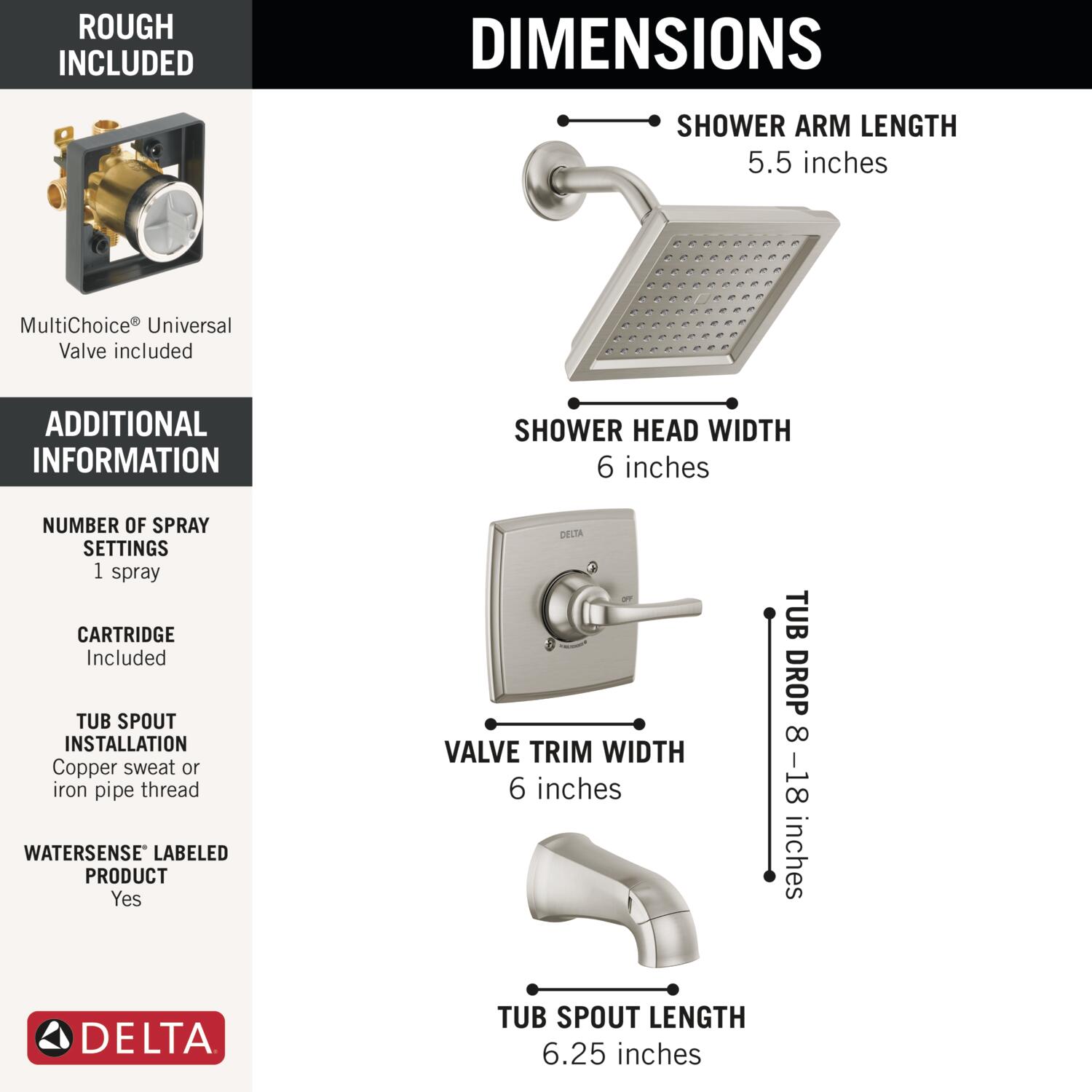 Delta Geist Spotshield Brushed Nickel 1handle Single Function Square