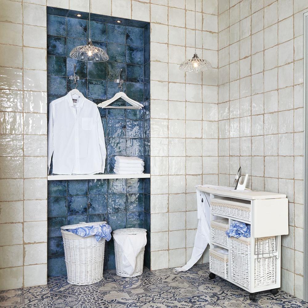 Haven Collection White Polished Ceramic Square Wall Tile