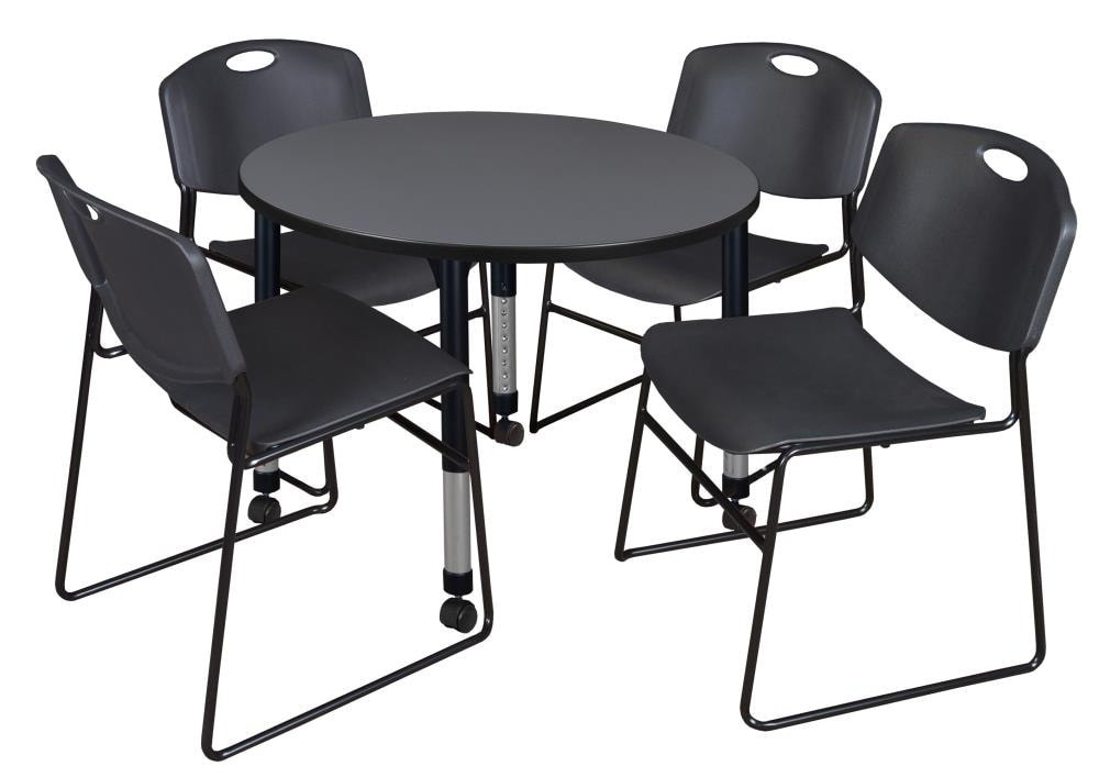 Regency TB36RNDGYAPCBK44BK Classroom Tables Gray 4-Person Training Table (36-in W x 34-in H)