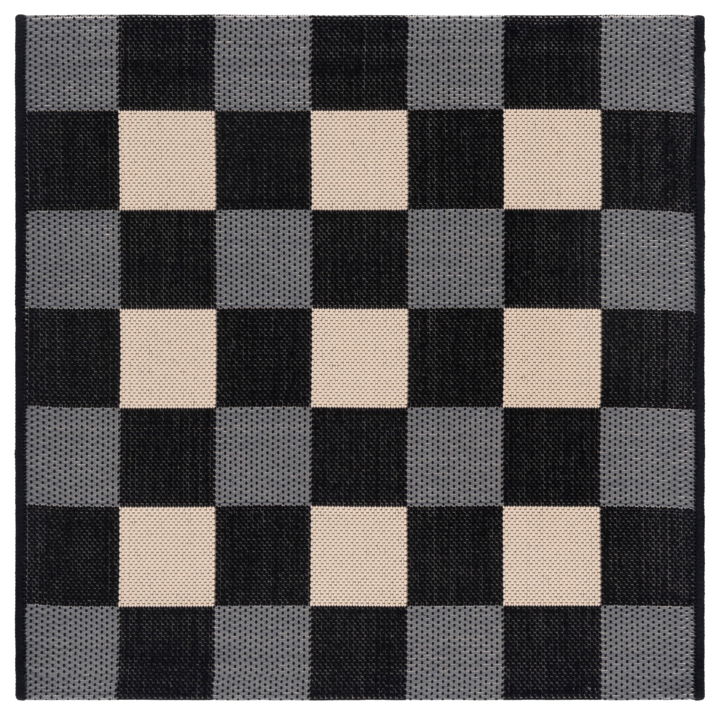 Safavieh Courtyard 6443-25621 Black/Beige 3 X 3 Area Rug