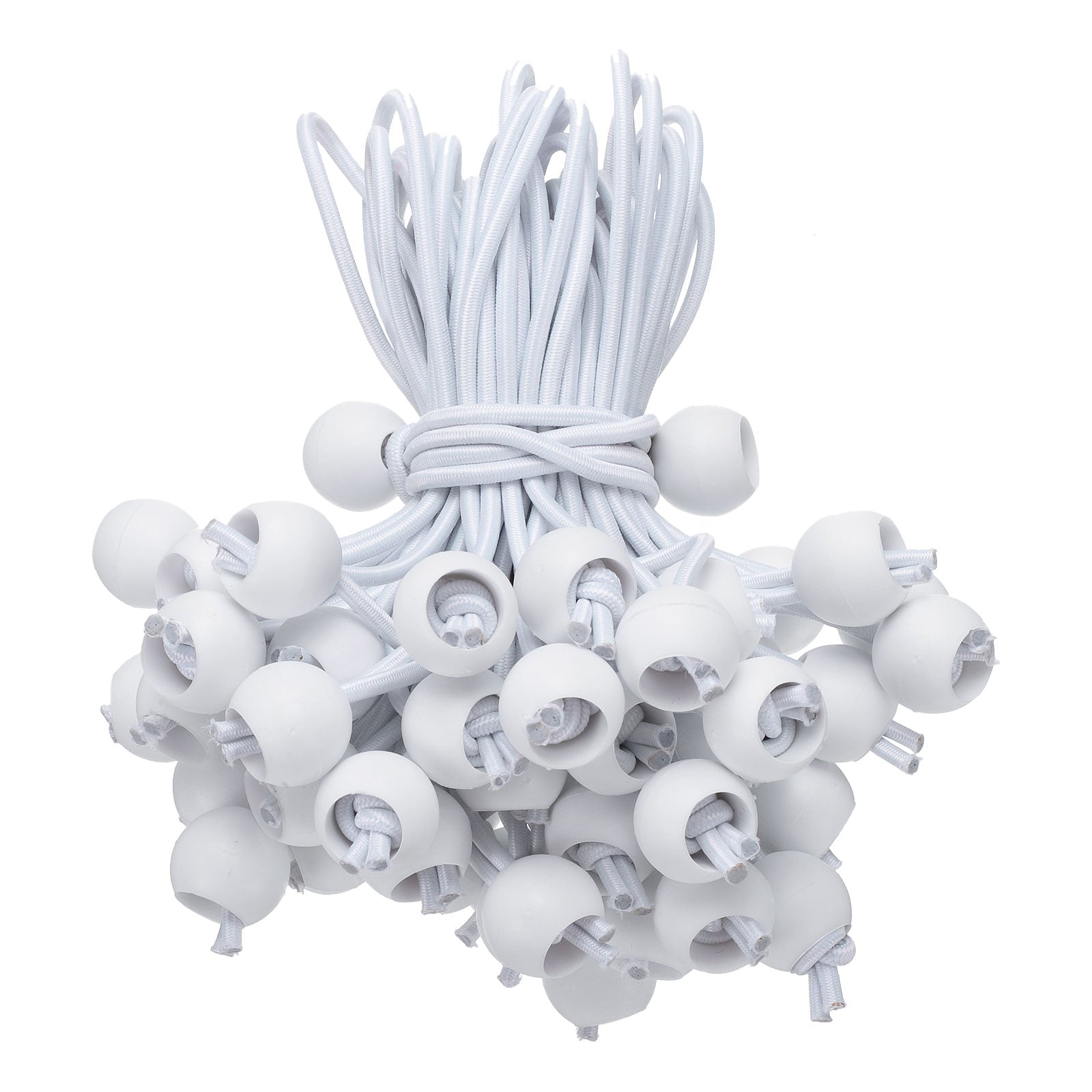Harfington 50pcs Ball Bungee Cords 6inch Heavy Duty Bungee Cord Balls Bungee Cords with Balls Tarp Bungee Balls Ties for Tent Camping Cargo Holding Wire and Hoses White