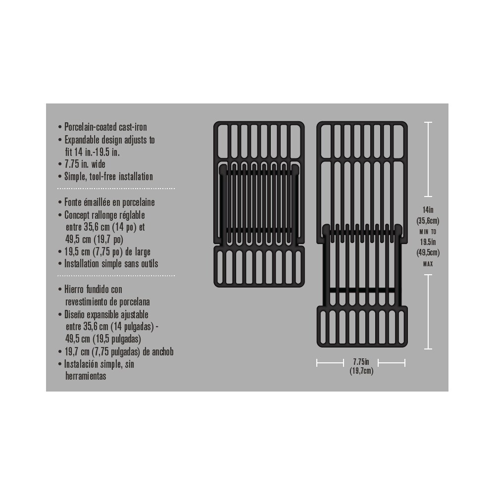 Cuisinart 19-in x 9.5-in Rectangle Cast Iron Grilling Grate in the Grill  Cooking Grates & Warming Racks department at