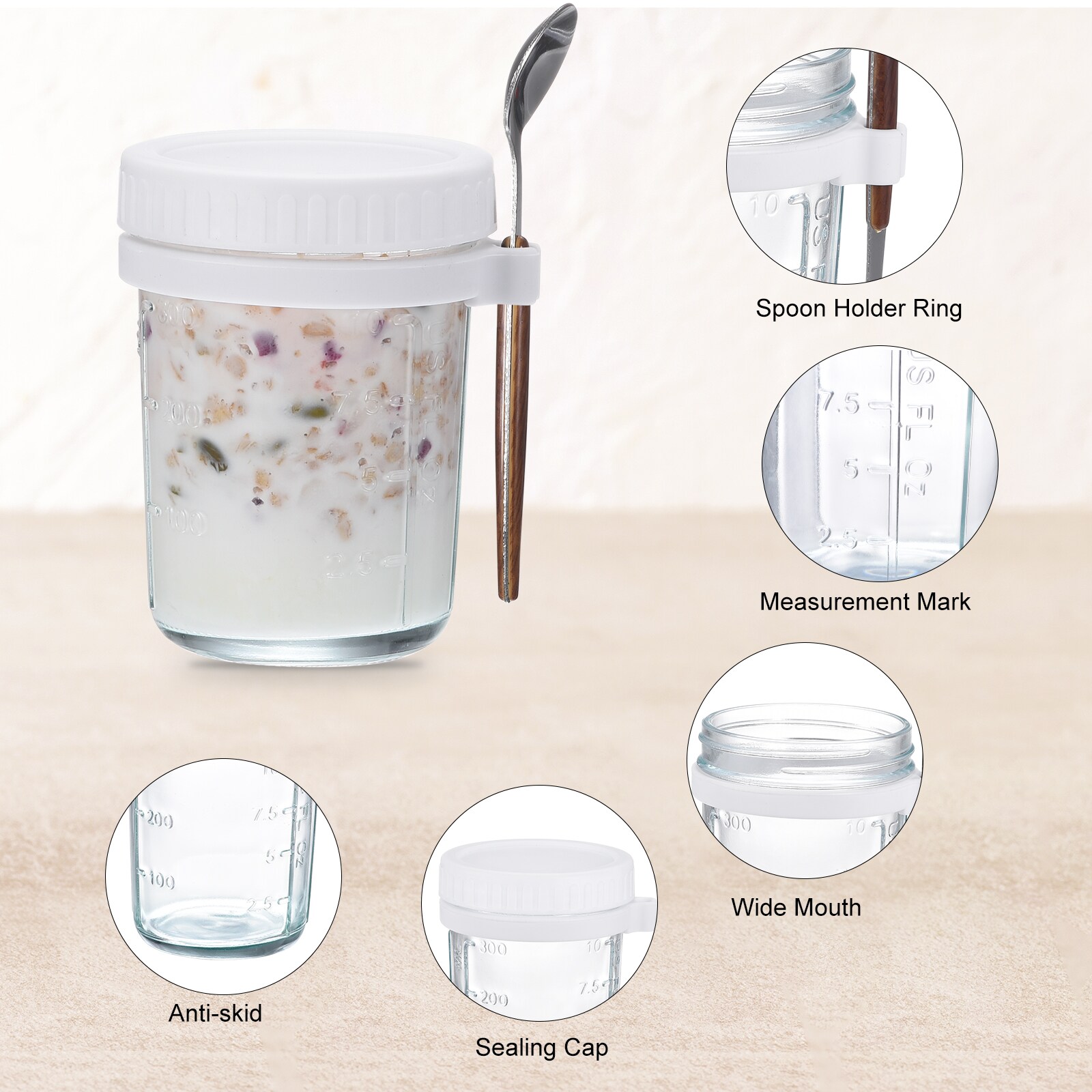 Unique Bargains Overnight Oats Containers with Lids 8pcs - 10 Oz ...