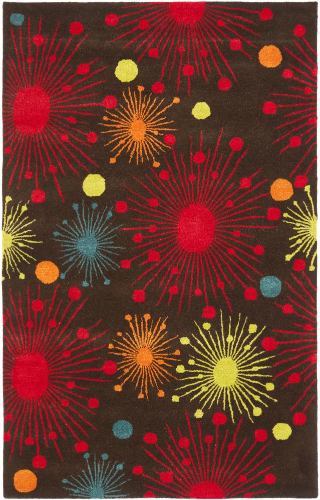 Safavieh SOH747B-5 Soho Mote 5 x 8 (ft) Tufted Wool Brown/Multi Rectangular Indoor Abstract Area rug