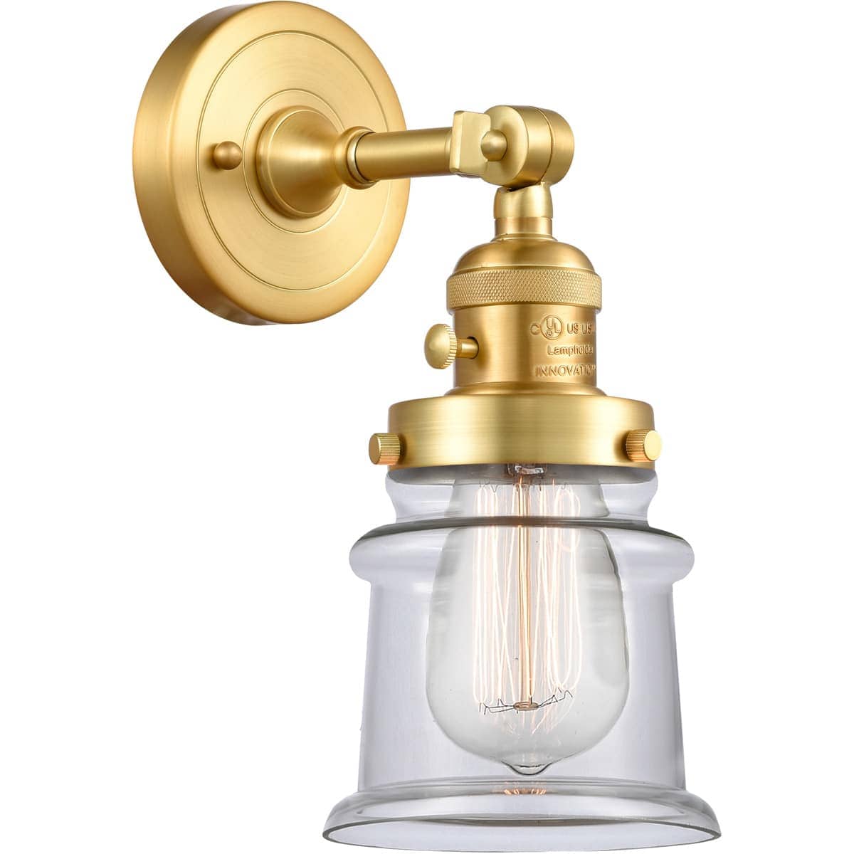Innovations Lighting -  203SW-SG-G182S Franklin Restoration Small Canton Wall Sconce Satin Gold