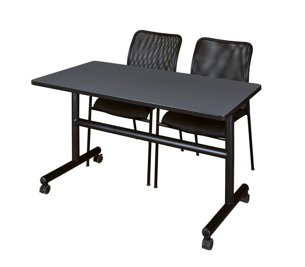 Regency MKFT4824GY75BK Training Gray 4-Person Training Table (48-in W x 29-in H)