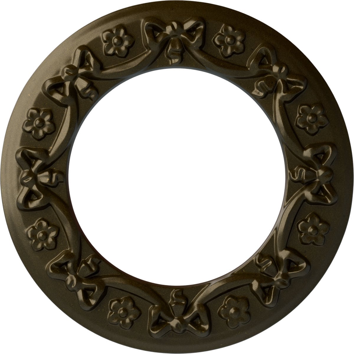 Ekena Millwork CM12RIGGS Ribbon with Bow 12.25-in W x 12.25-in L Painted Green Gold Polyurethane Whole Ceiling Medallion