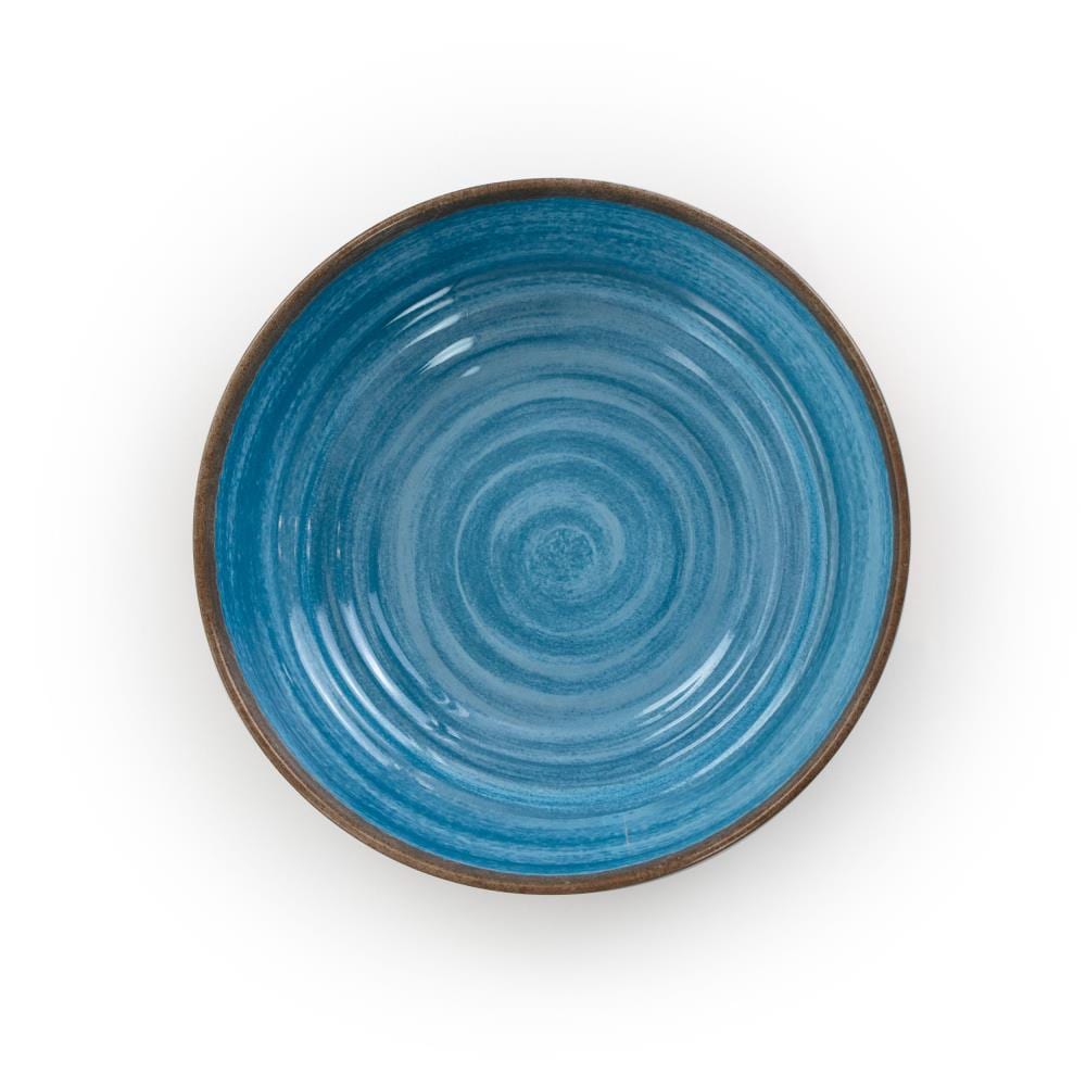 Rippled Tides Blue and Brown Melamine 12-Piece Dinnerware Set