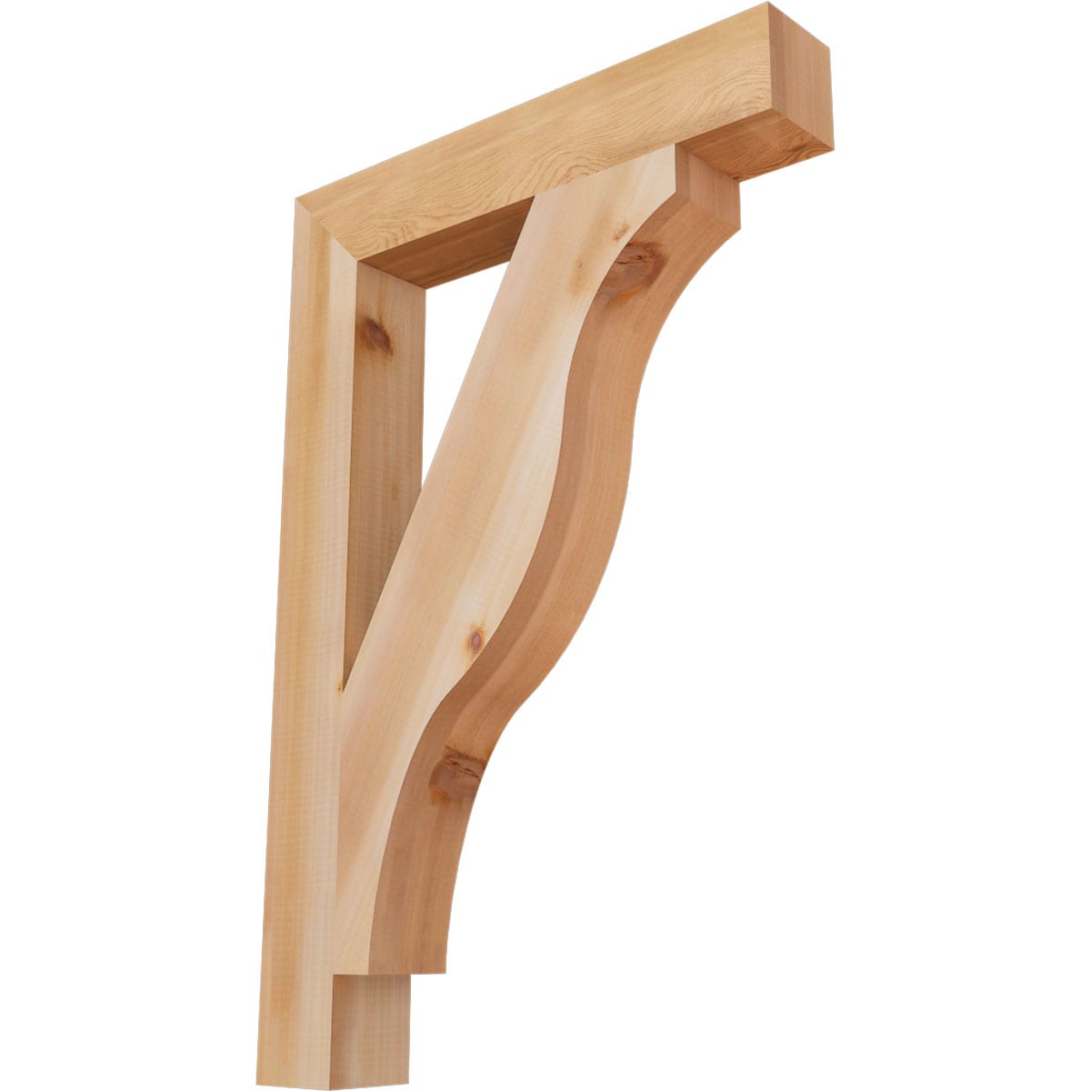 Ekena Millwork BKT04X24X36FST05SWR Funston Block Smooth 3-1/2-in x 24-in x 36-in Western red cedar Brown Wood Standard bracket