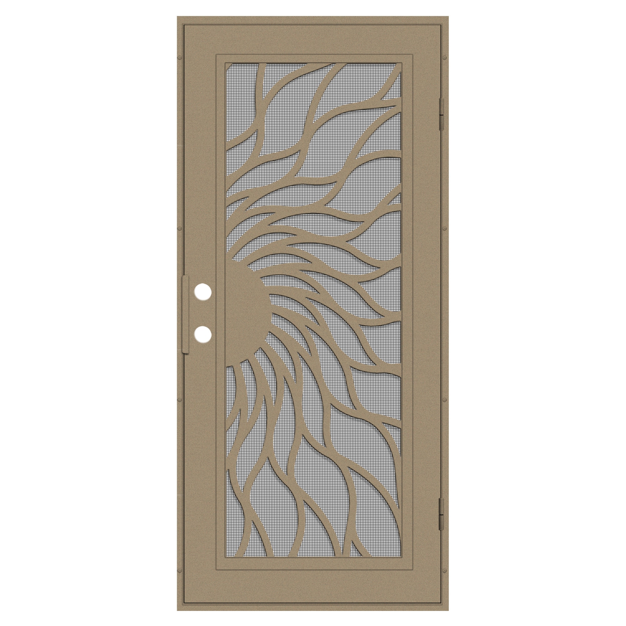 TITAN 3S2001EL1DTISA Premium Aluminum Security Door 36-in x 80-in Desert Sand Aluminum Surface mount Left-hand outswing Security Door with Charcoal Screen and Double bore