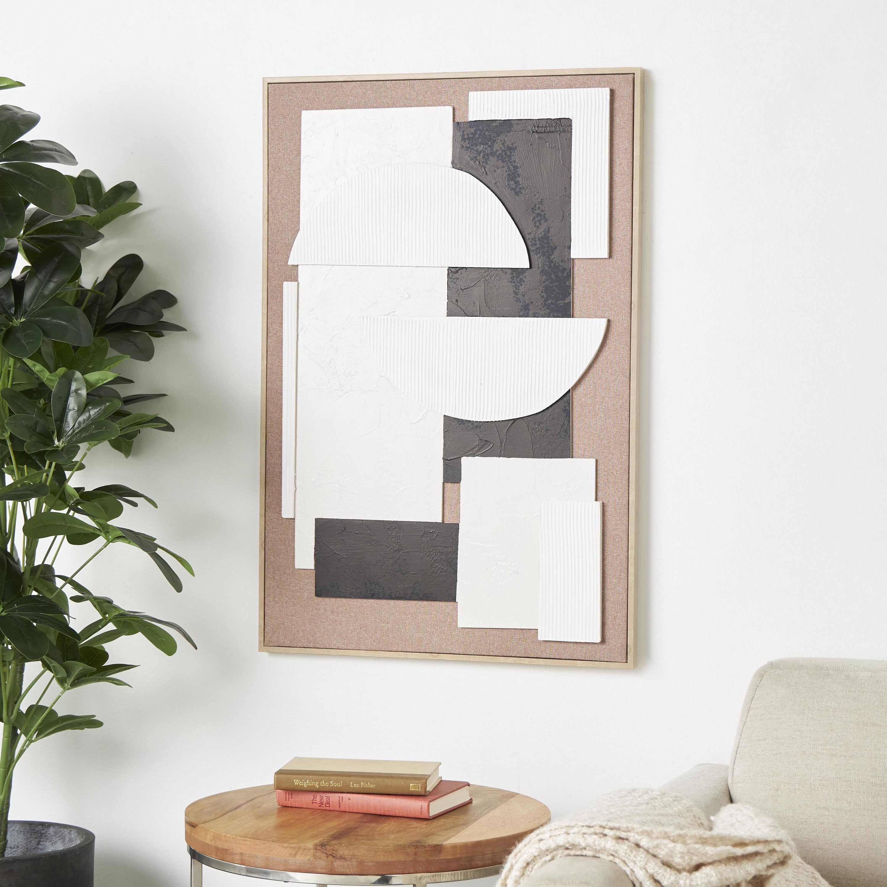 Grayson Lane 821426 37 In. x 25 In. Framed Wall Art Wood Abstract Brown Wood Framed 37.25-in H x 25.25-in W Abstract Painting