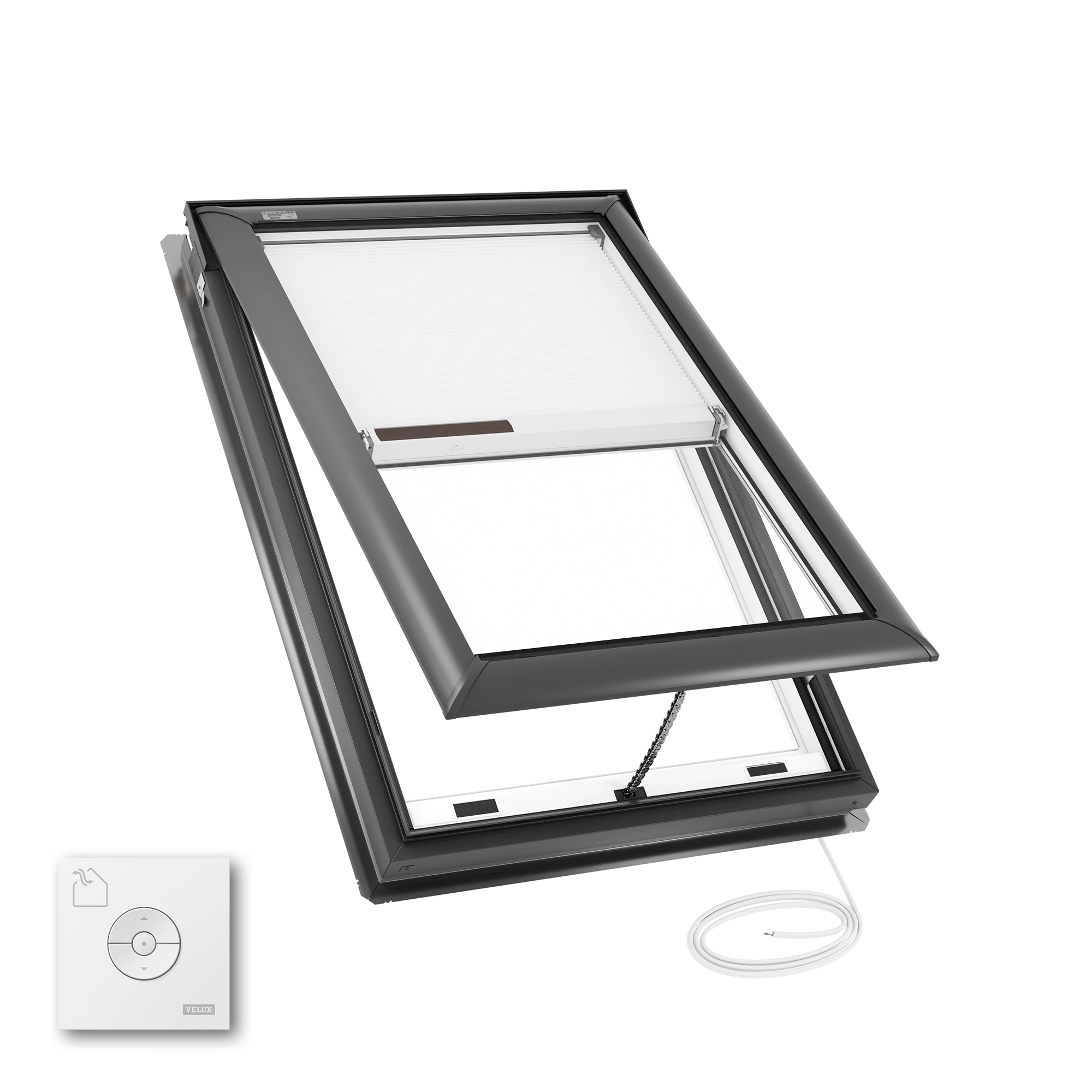 VELUX VSE M06 2004S 30-1/16-in x 45-3/4-in Electric venting Deck mount Aluminum Skylight with Laminated Low-E argon Glass Room Darkening Shade
