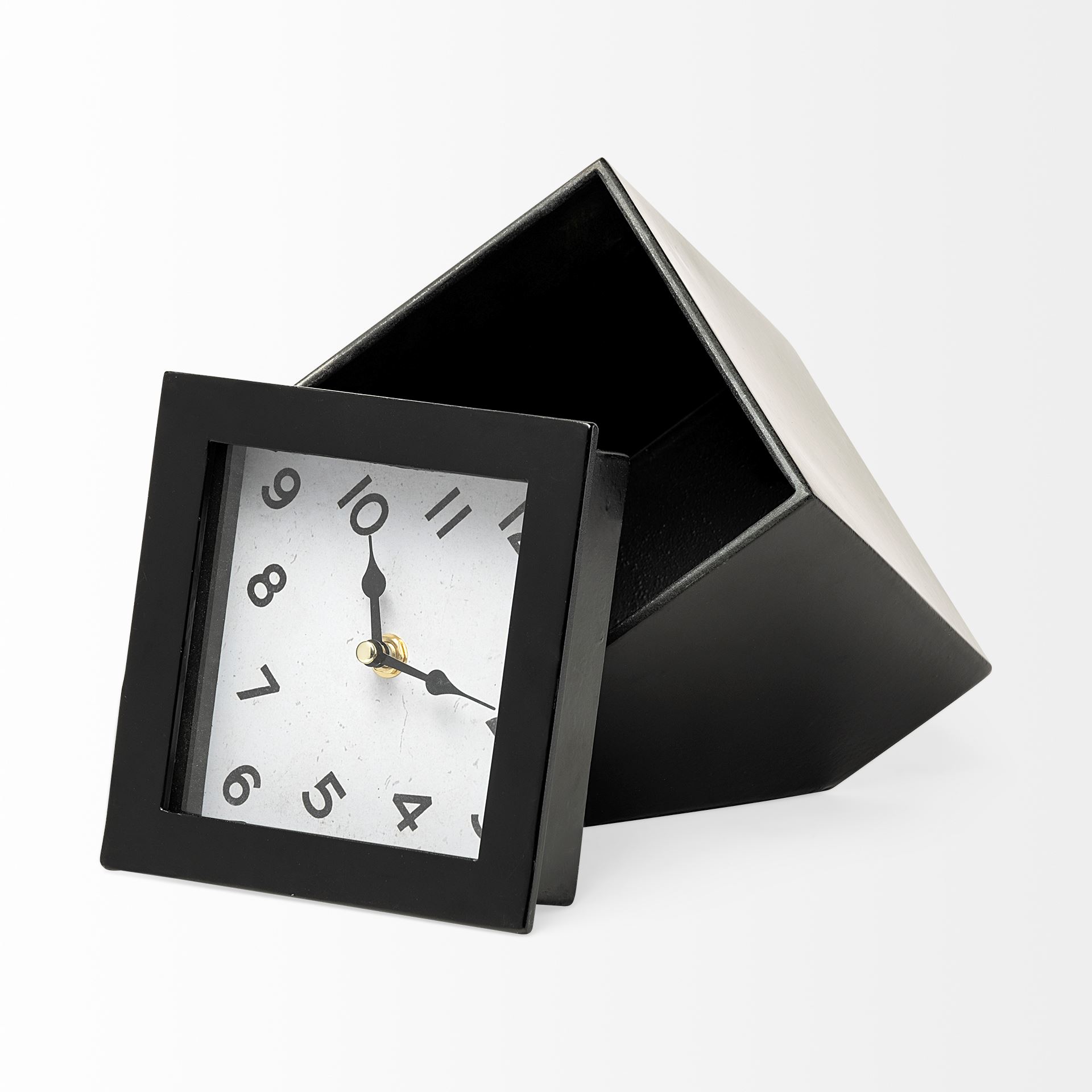 Mercana Ralph I Black Metal Square Table Clock