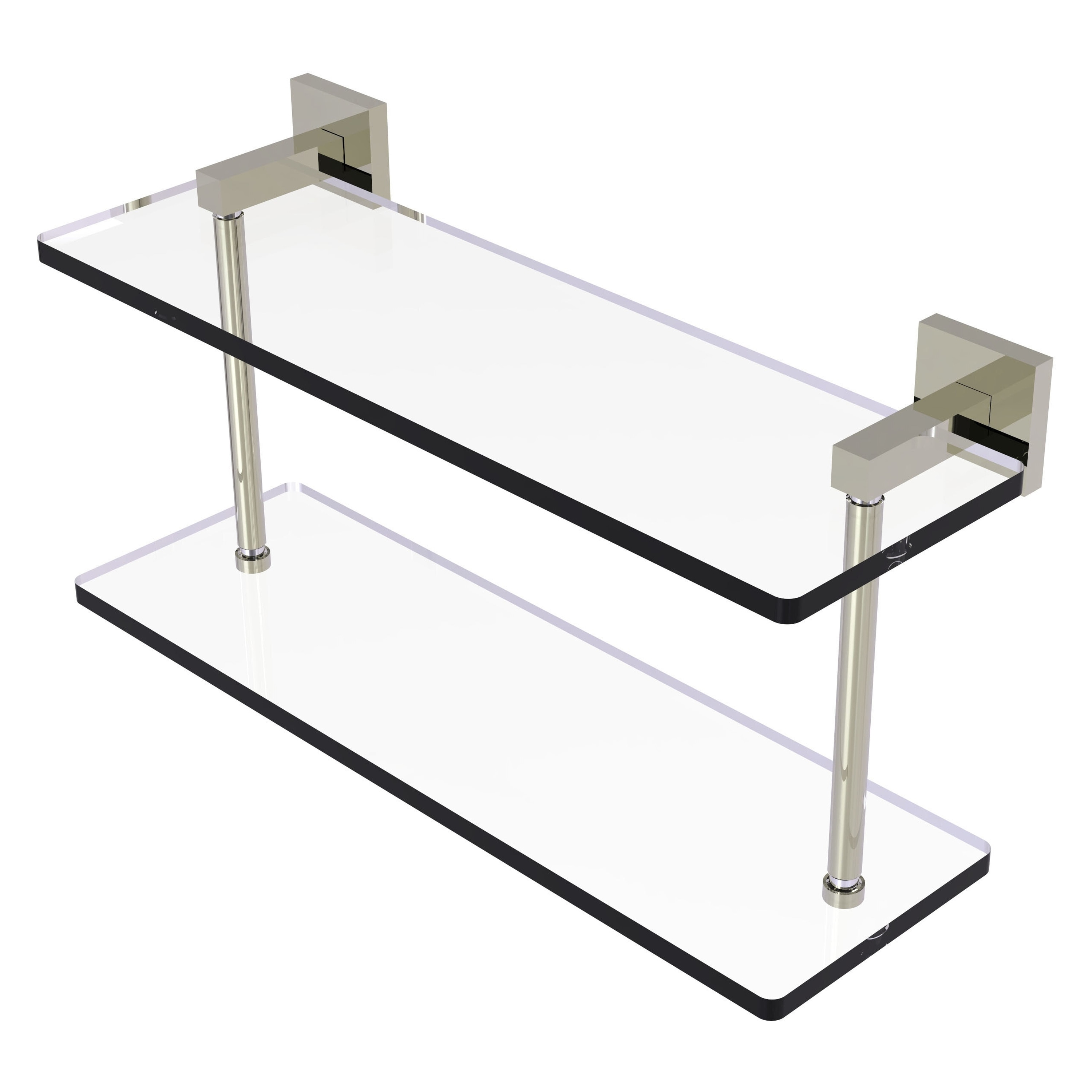 Allied Brass MT-2-16-PNI Montero Polished Nickel 2 -Tier Wall mount Bathroom Shelf ( 16-in x 8.3-in x 5-in )
