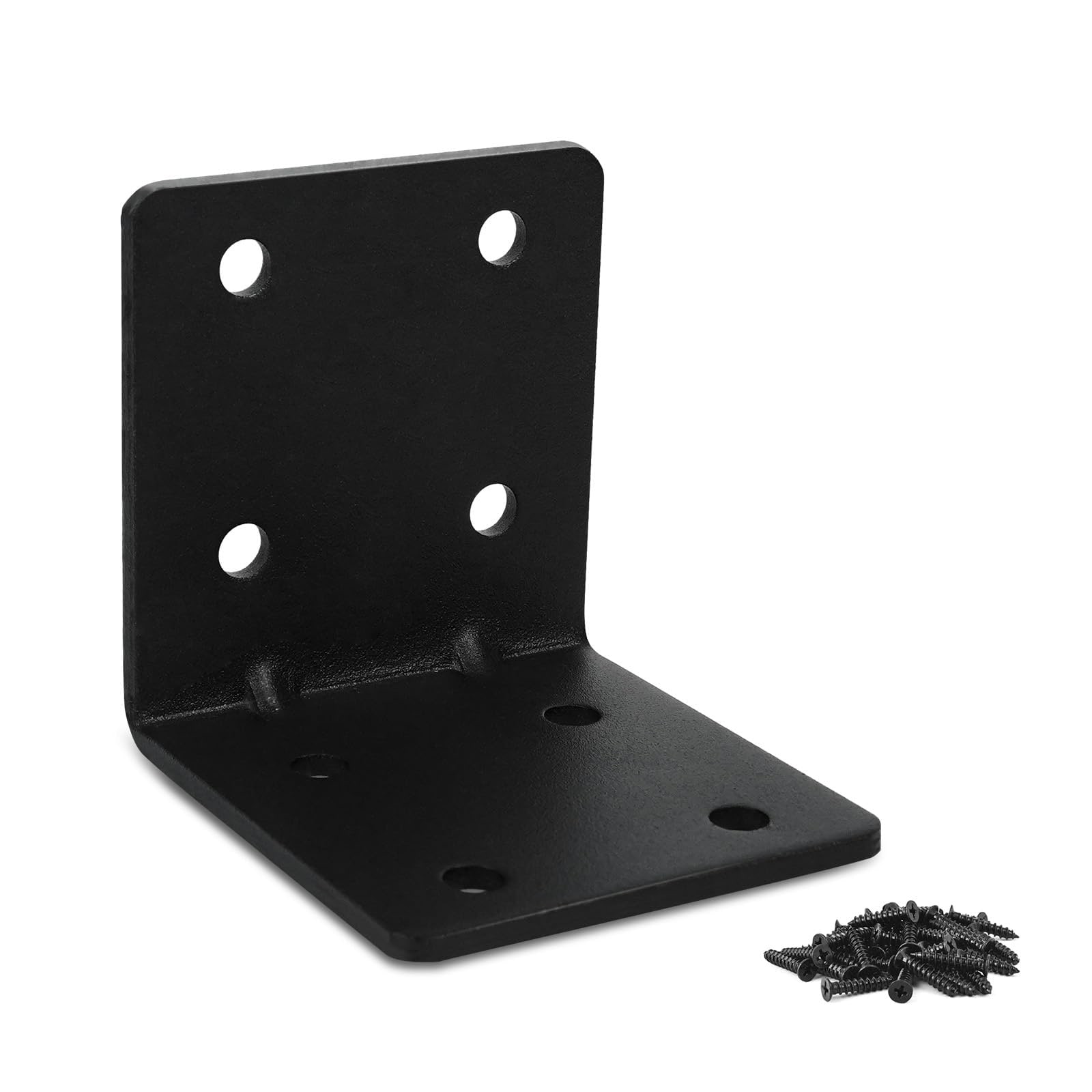 Aoibox  4 Pack Matte Black Steel L Brackets with Ribbed Design for Furniture and Wood Projects 2 5 x 2 75 x