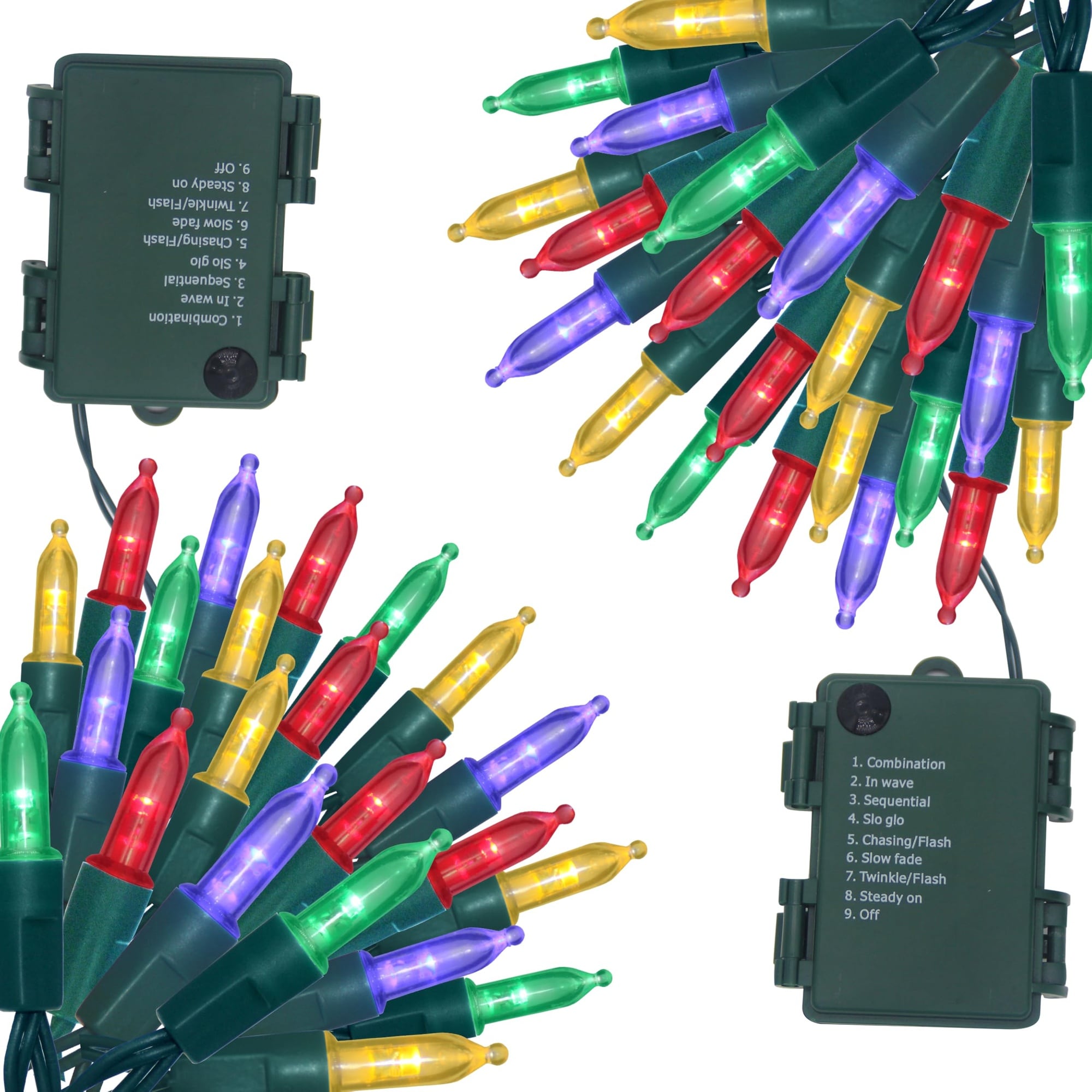 KIWDZFU  100 LED 16FT Multicolor power cell Operated Christmas String Lights with 8 Lighting Modes and Waterproof Design for Indoor and Outdoor