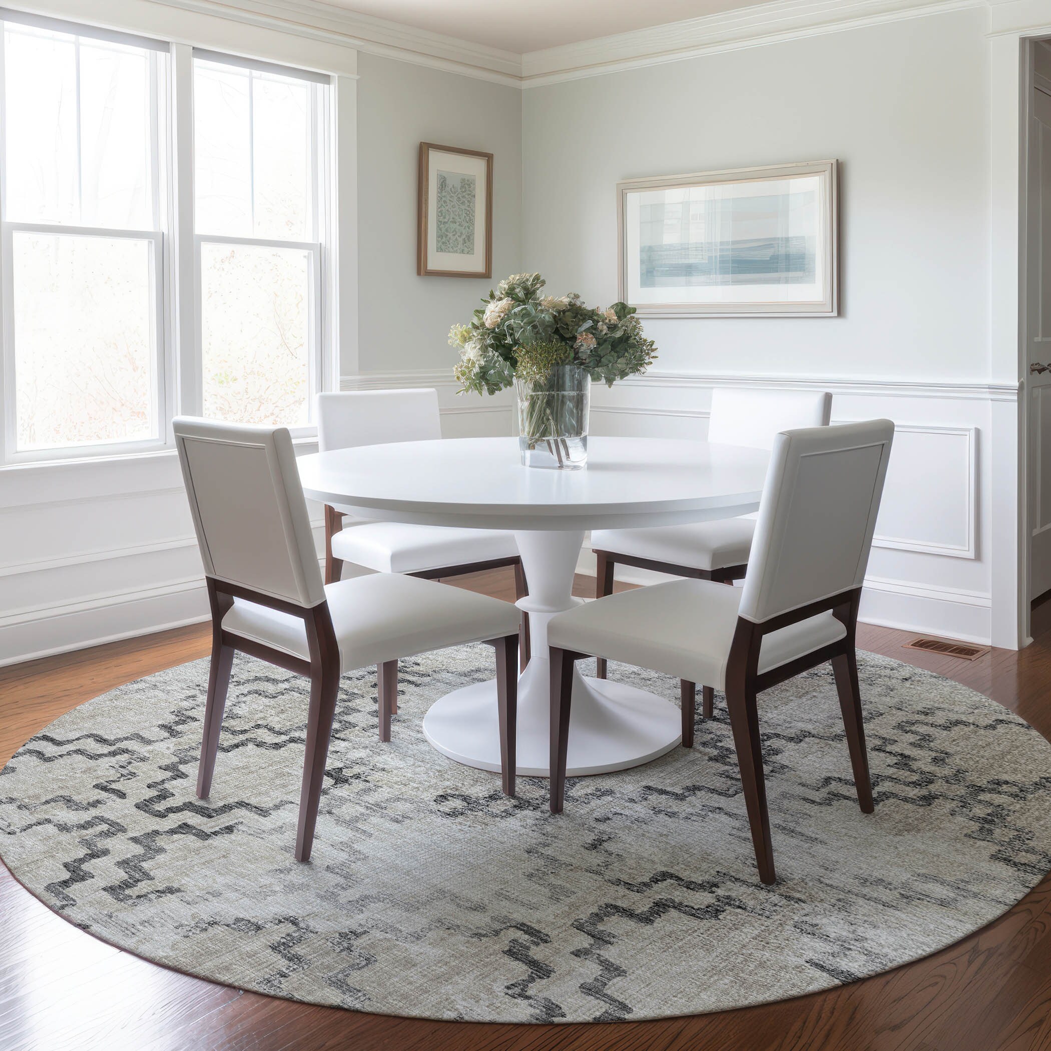 Addison Rugs AMF121TA8RO Mayfield AMF121TA 8 x 8 (ft) Loomed Polyester Taupe Round Indoor Geometric Machine washable Area rug