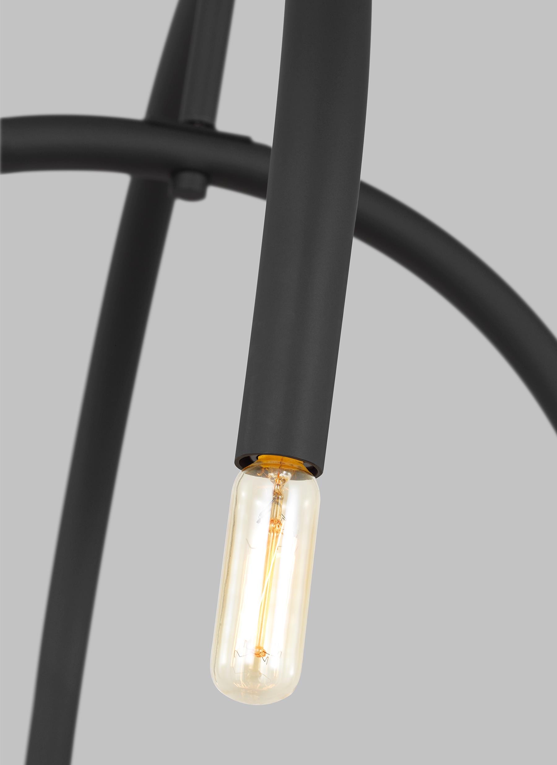 Midnight Black 4-Light Geometric Chandelier with Glass Shades