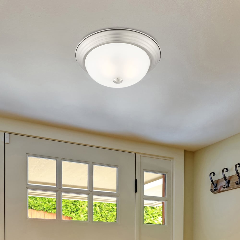 Designers Fountain 1257M-SP-W Decorative Flushmount 1 -Light 13.25-in Satin Gray Flush Mount Light
