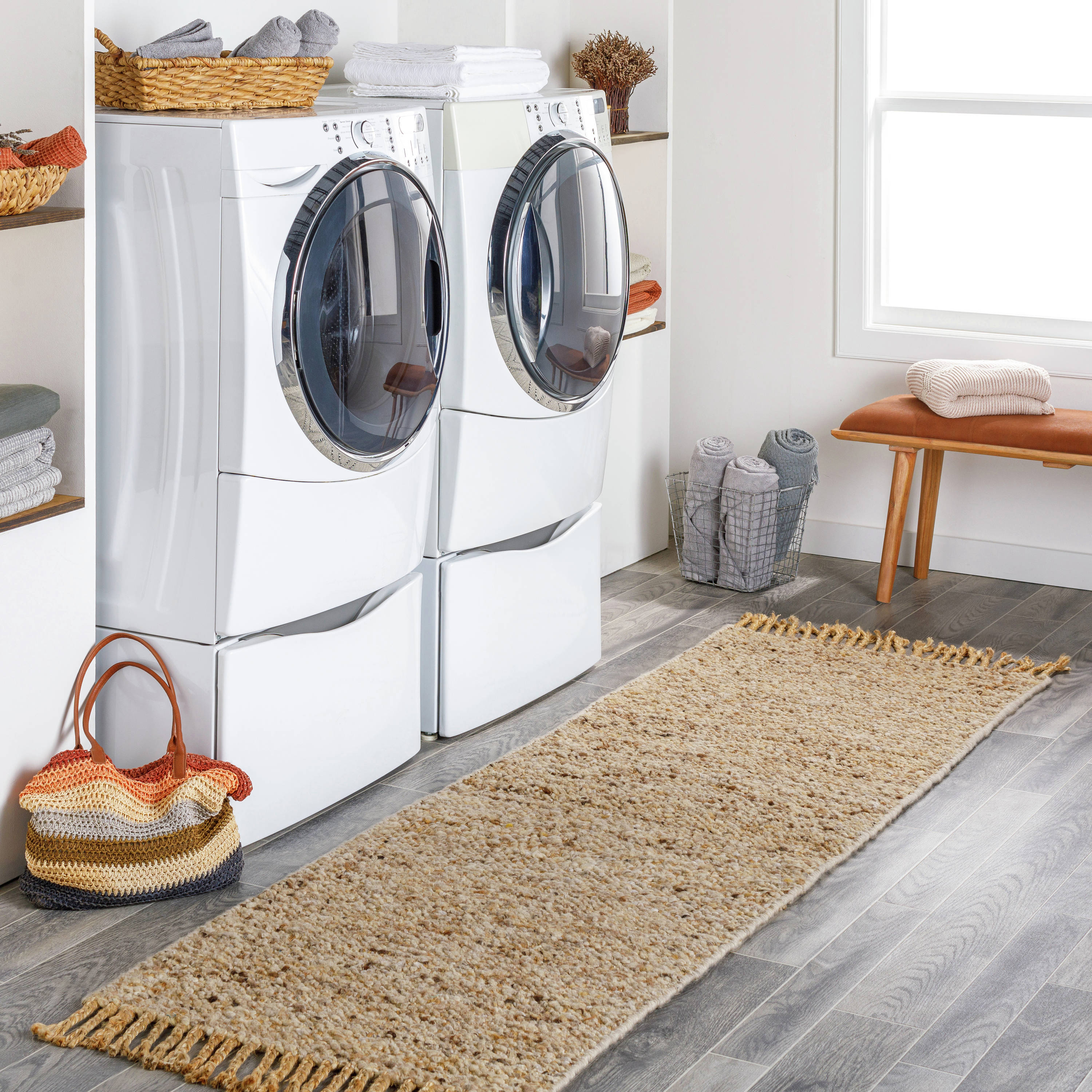 Surya BRA2405-268 Bryant 3 x 8 (ft) Wool Tan Rectangular Indoor Solid Farmhouse/Cottage Runner rug