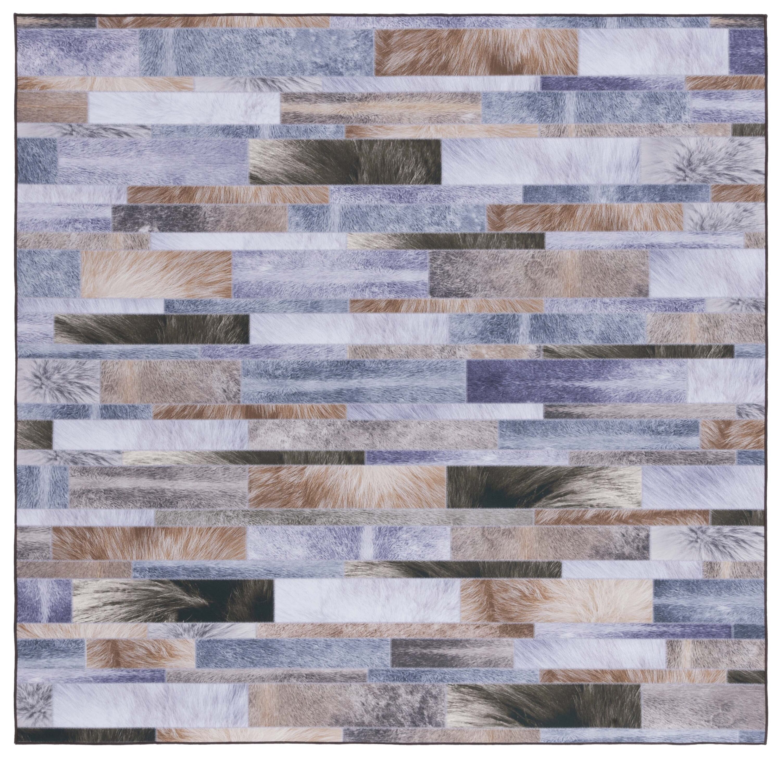 Rustic-Chic Multicolor Faux Hide Square Rug - Machine Washable