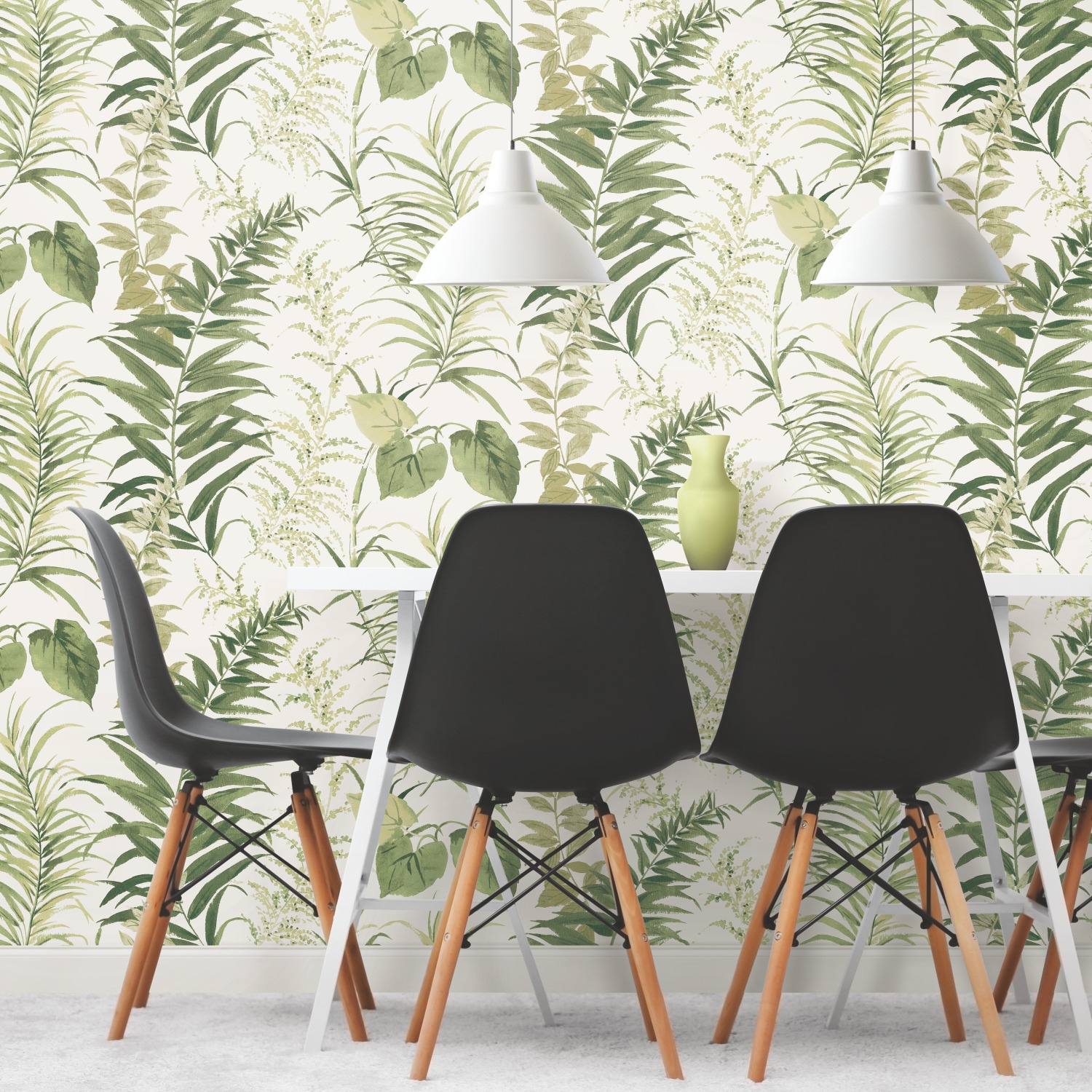 Green Fern Forest Peel and Stick Vinyl Wallpaper Mural
