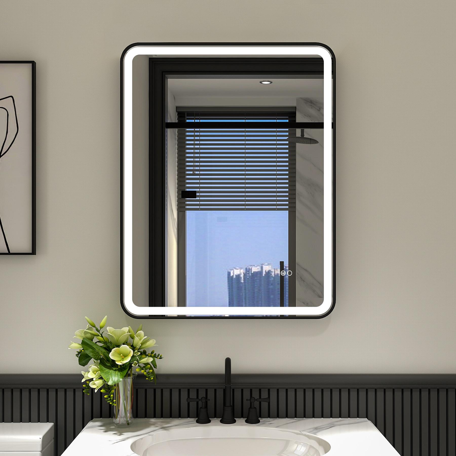 WELLFOR W9FM2836MB Framed-Bath-Mirrors - View #3