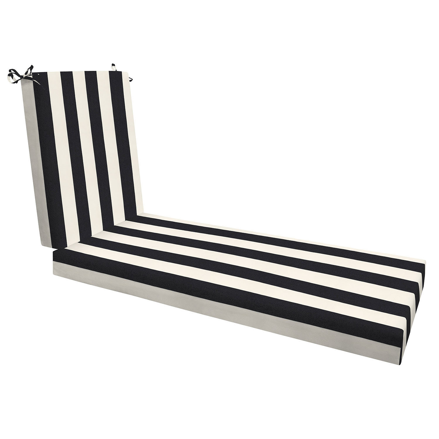 Style Selections 21403S-101A164 45-in x 22.5-in Cabana Stripe Black Ivory Patio chaise lounge chair cushion