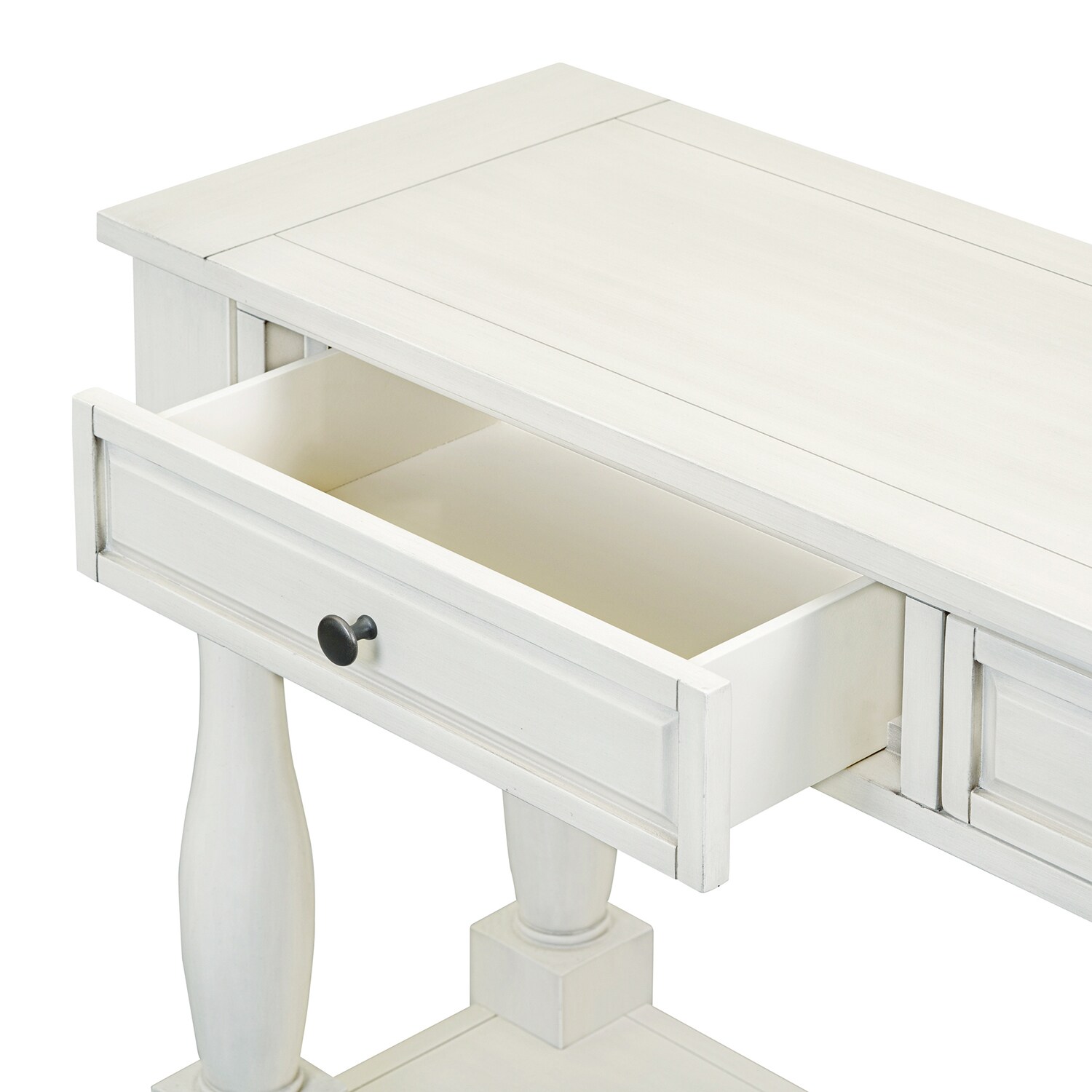 SINOFURN Off-white Rectangular Console Table with Storage in the ...