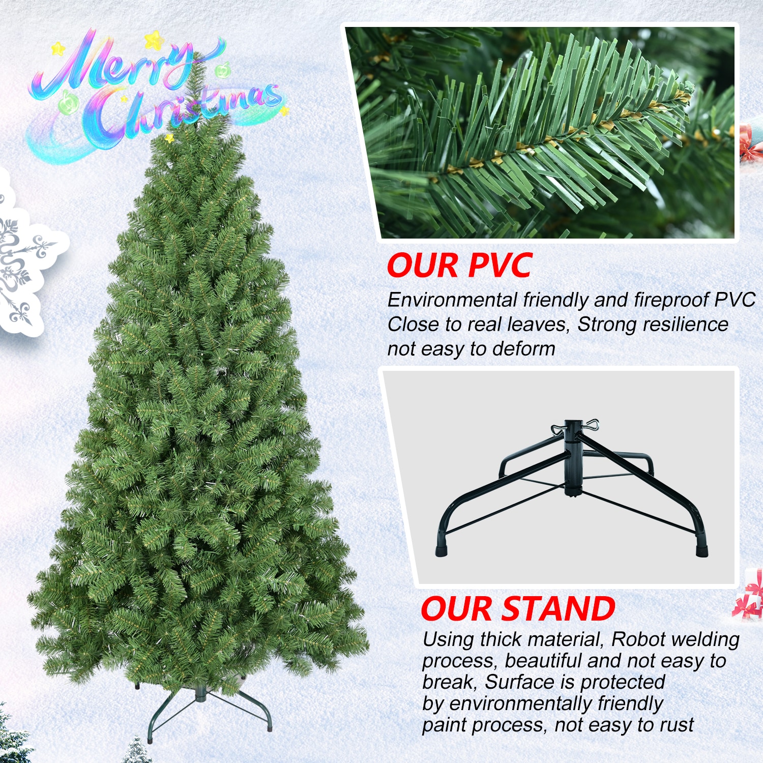WELLFOR GD-PDC4W-GN Artificial-Christmas-Trees - View #4