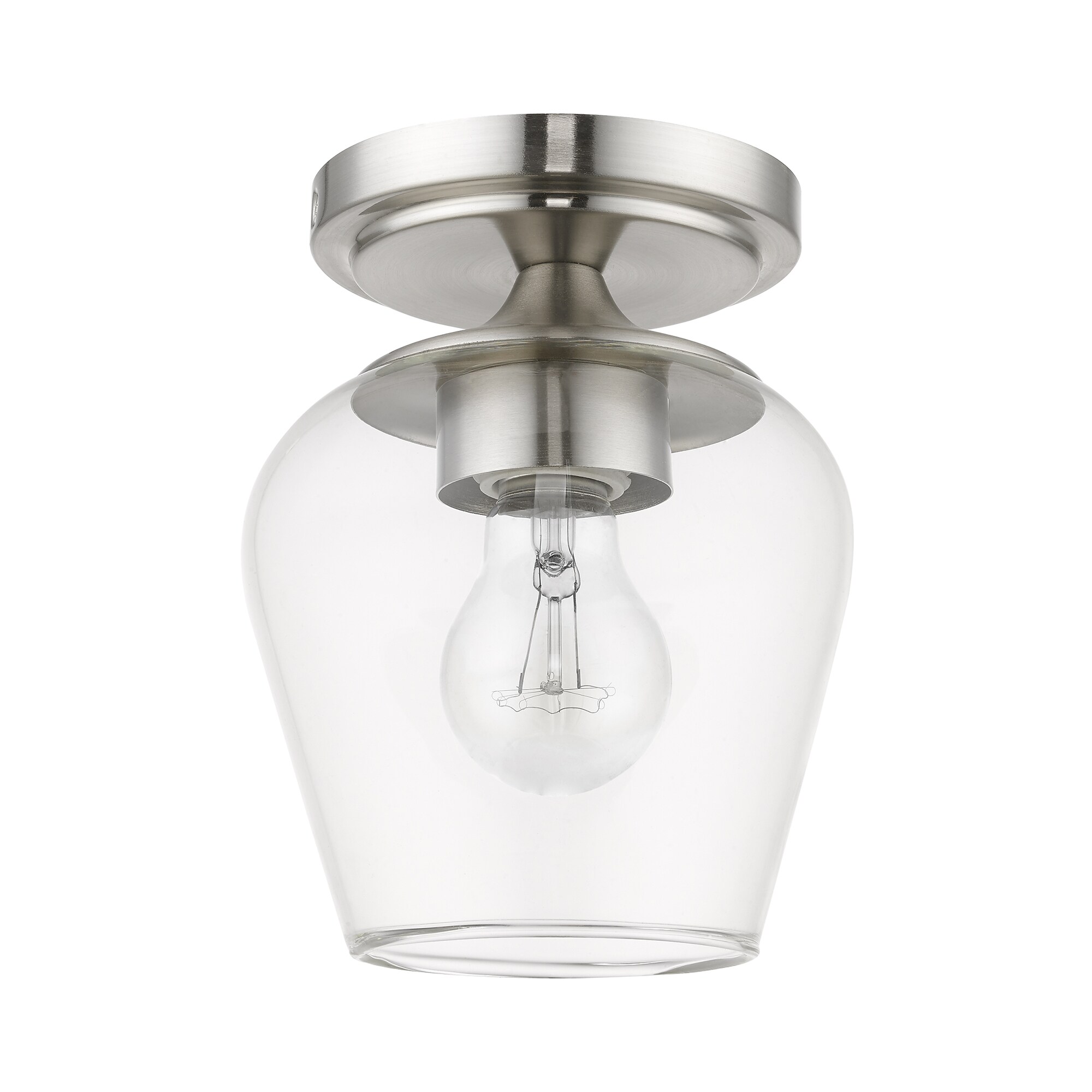 Willow Brushed Nickel 1-Light Indoor/Outdoor Flush Mount with Clear Glass
