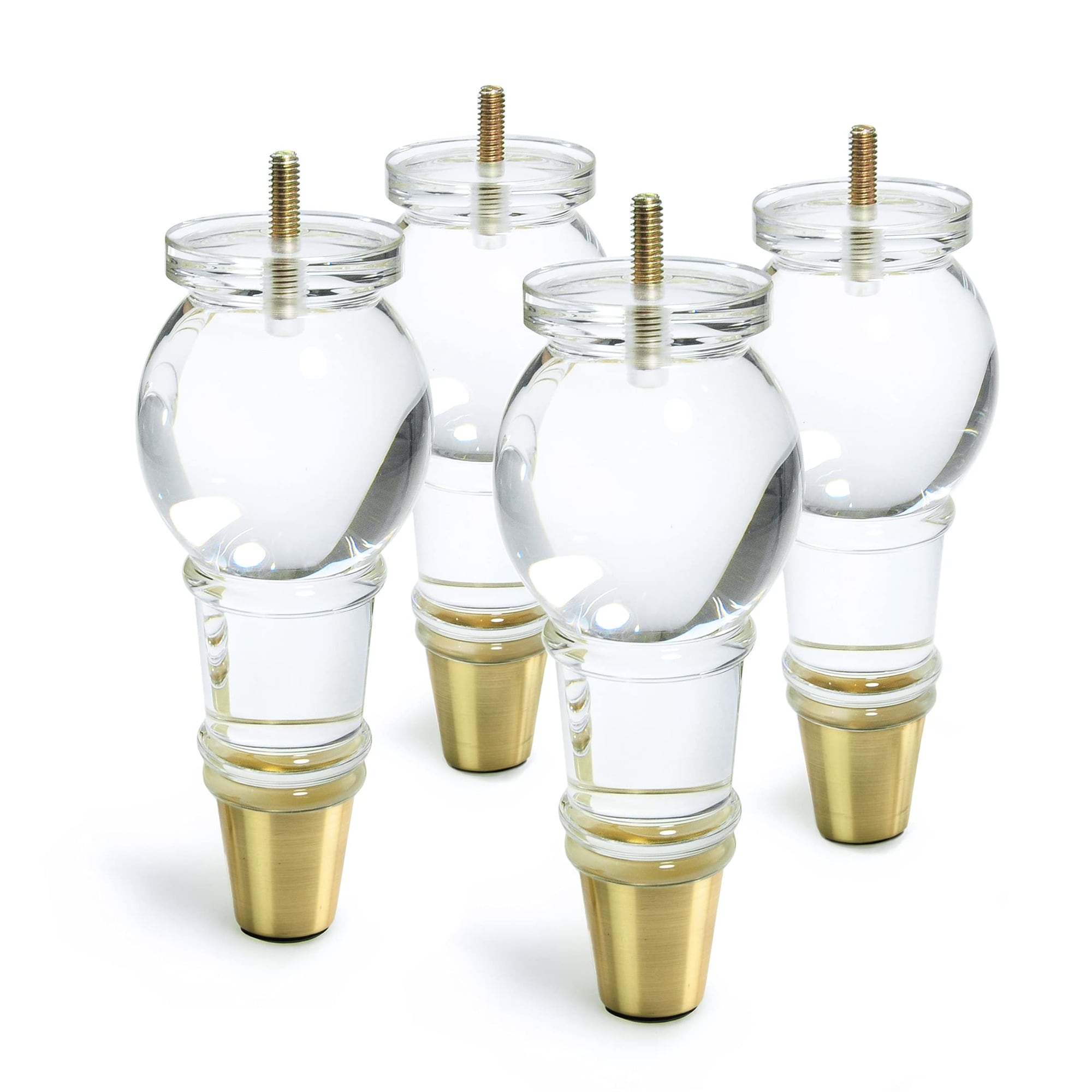 Aoibox  7 1 in Acrylic Furniture Legs with Gold Metal Detail 4 Pack Replacement Feet for Sofa Cabinet TV Bench