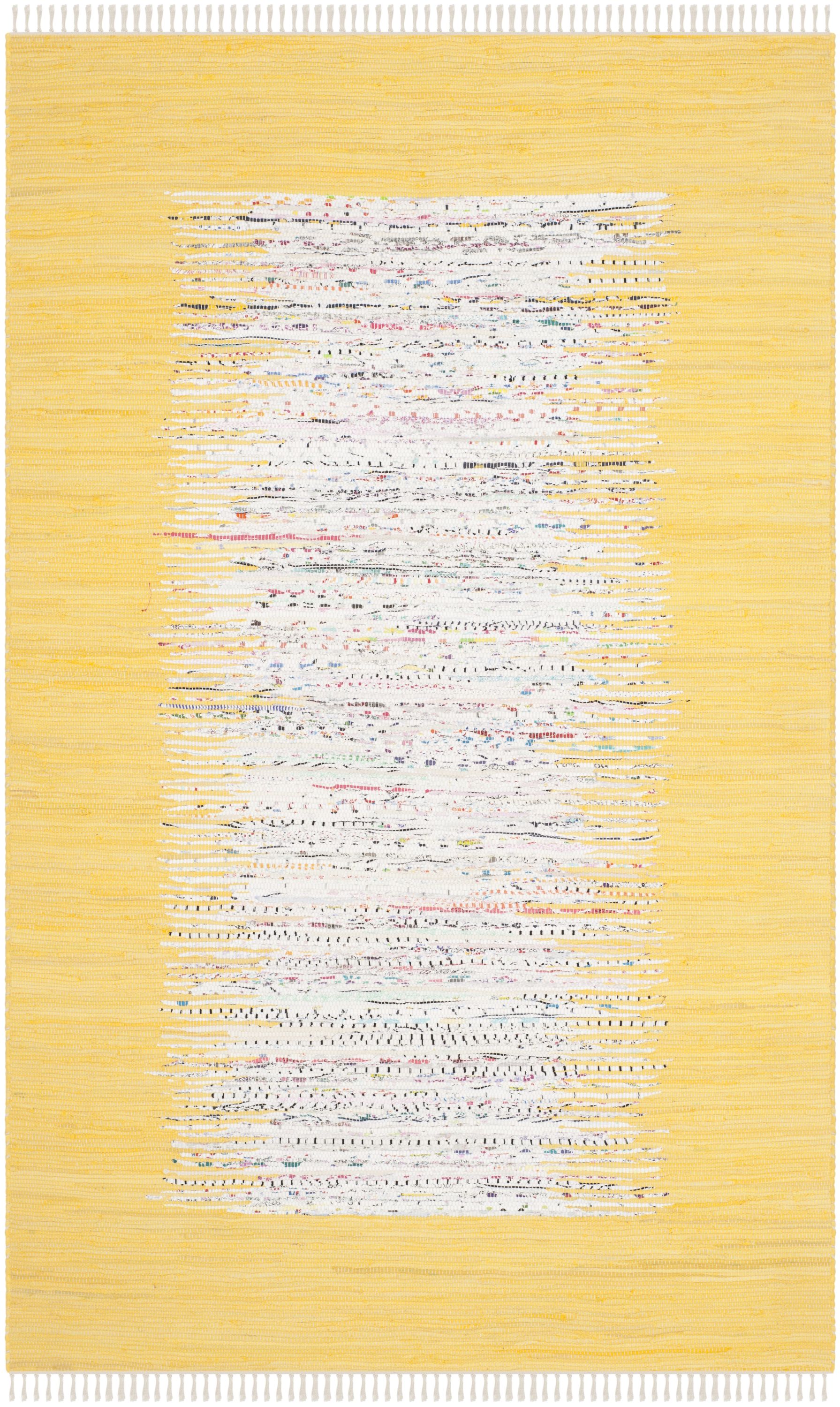 Safavieh MTK711Q-6 Montauk Keeling 6 x 9 (ft) Cotton Ivory/Yellow Rectangular Indoor Border Coastal Area rug