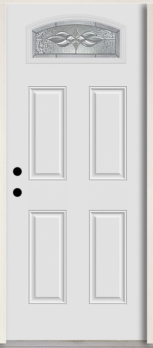 RELIABILT LO963795 Hampton 36-in x 80-in x 4-5/8-in Fiberglass 1/4 lite Right-hand inswing Arctic White Paint Painted Prehung Front Door Insulating core